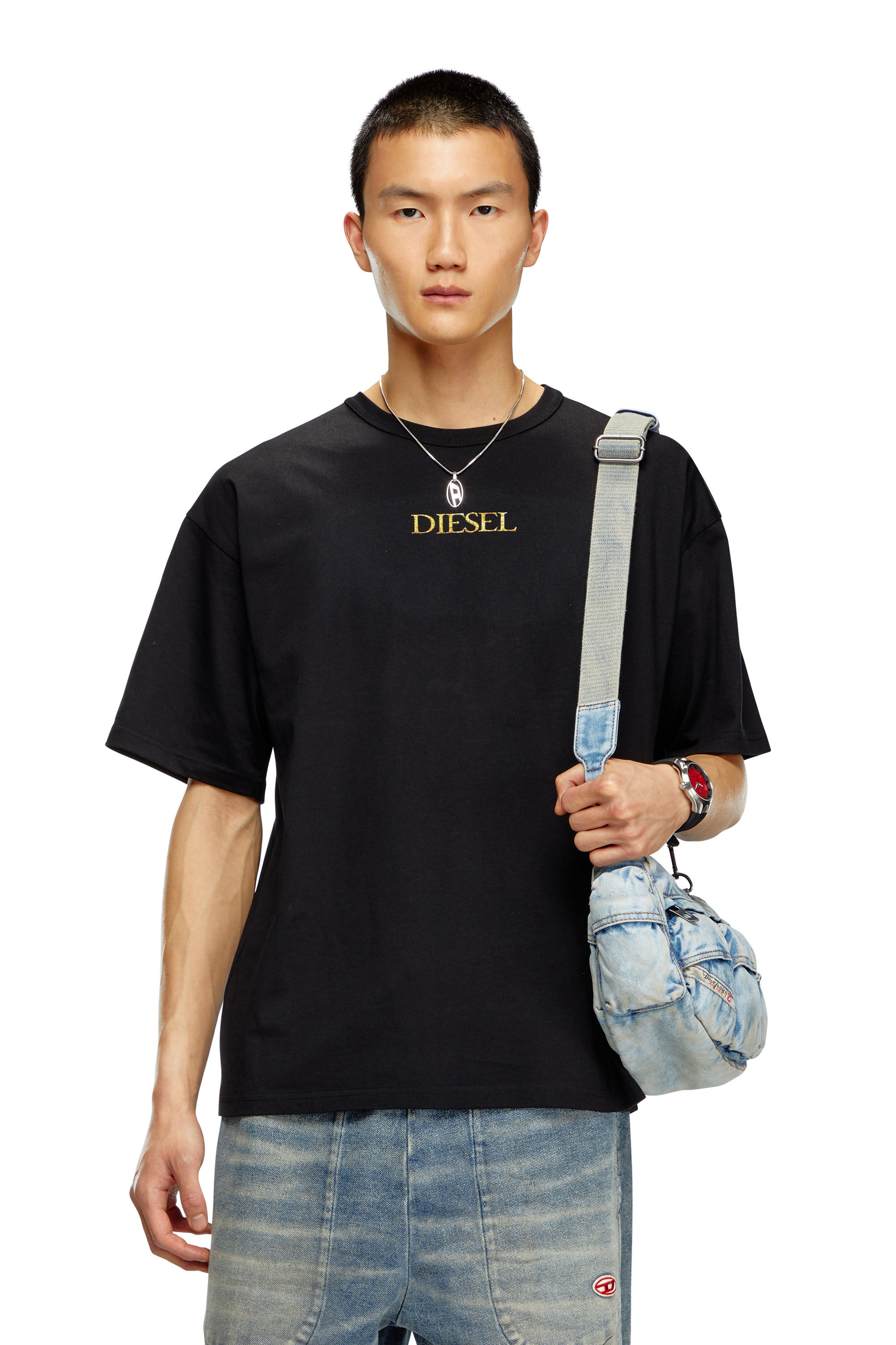 Diesel - T-BOXT-Q20, Male T-shirt with Only The Brave print in ブラック - Image 3