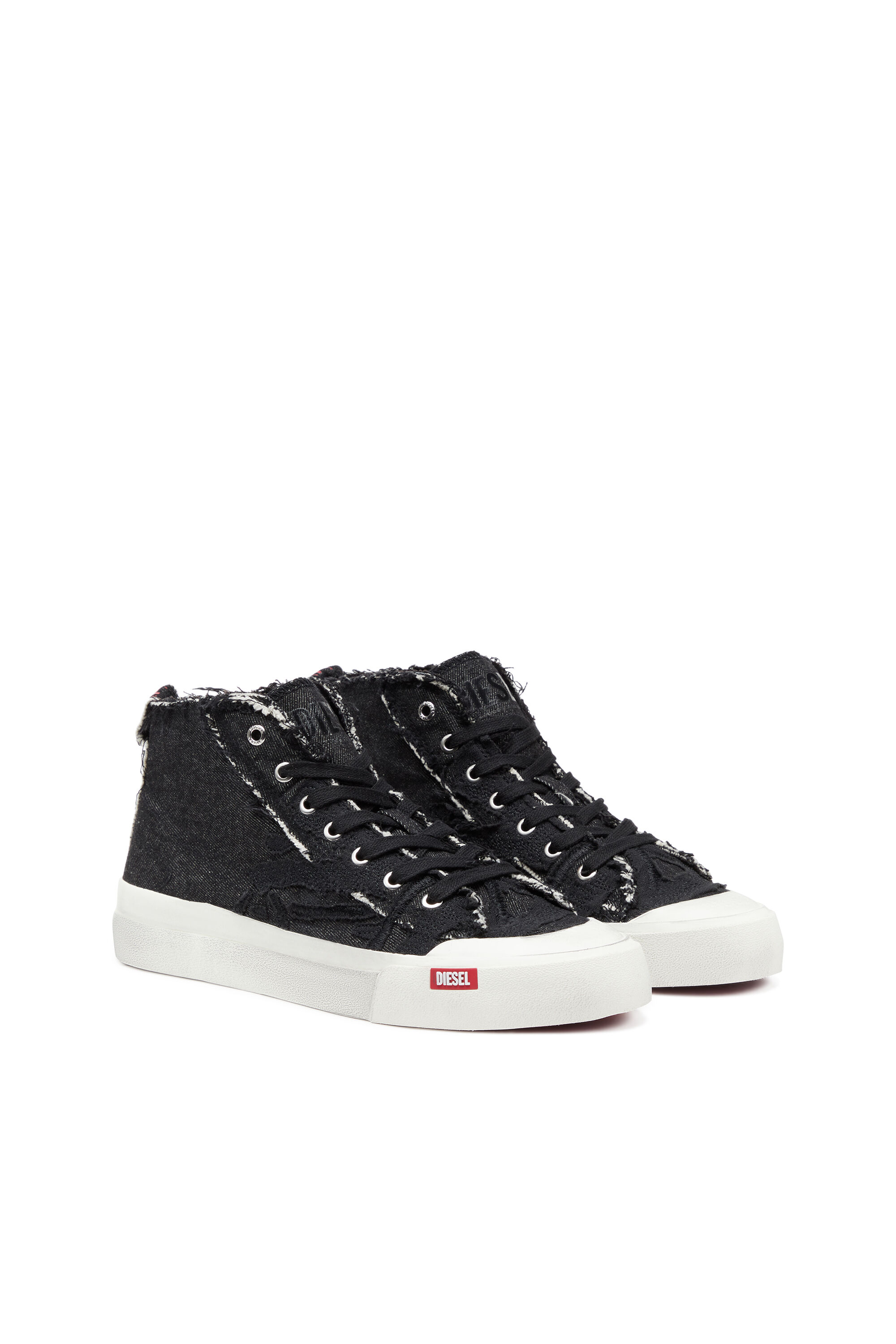 S-ATHOS MID S-Athos Mid-Destroyed gauze and denim high-top ...