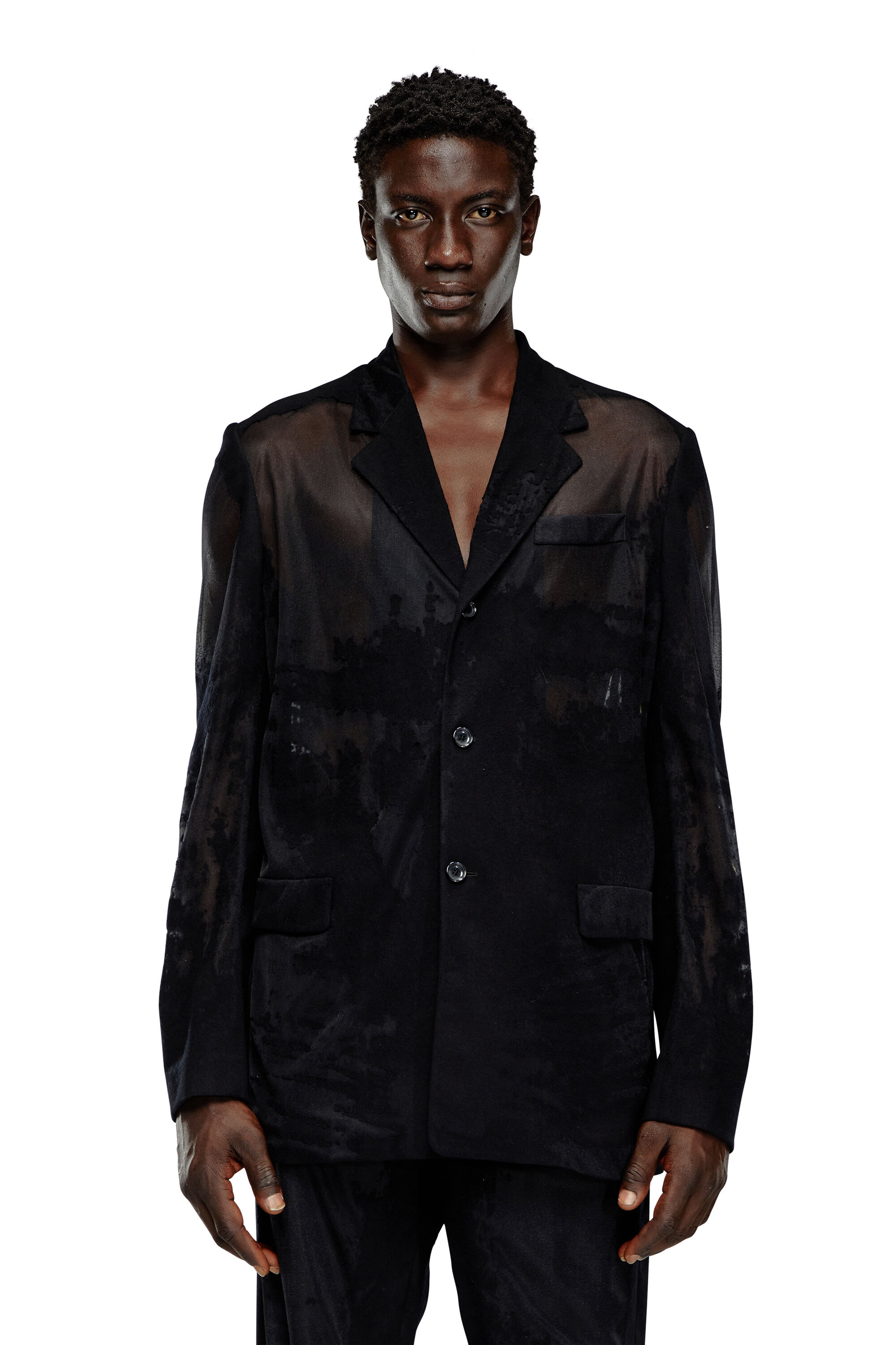 Diesel - J-REG, Male Tailored jacket in devoré cool wool in ブラック - Image 6