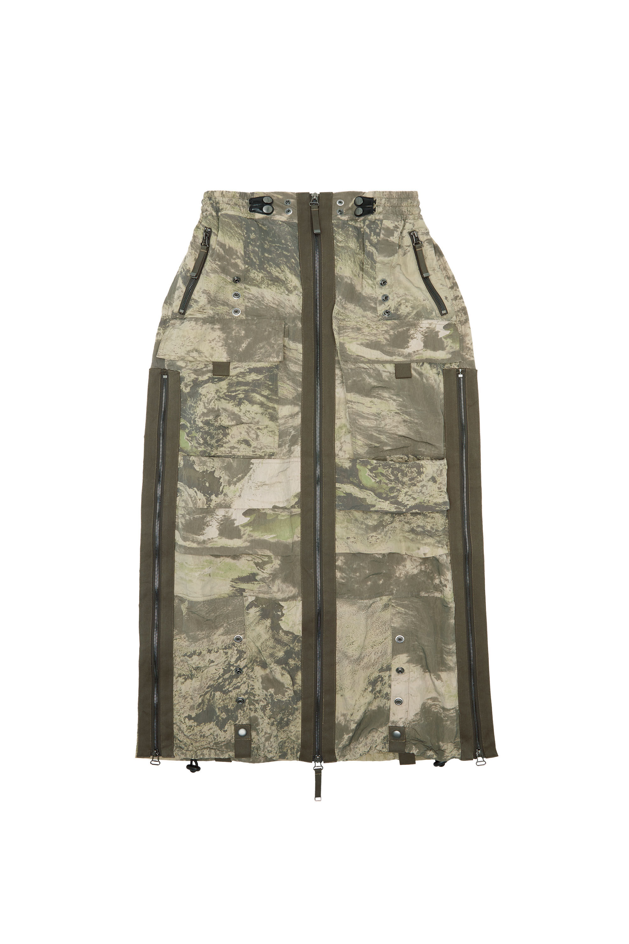Diesel - O-CREP-N1, Female Long skirt with cargo pockets in グリーン - Image 2