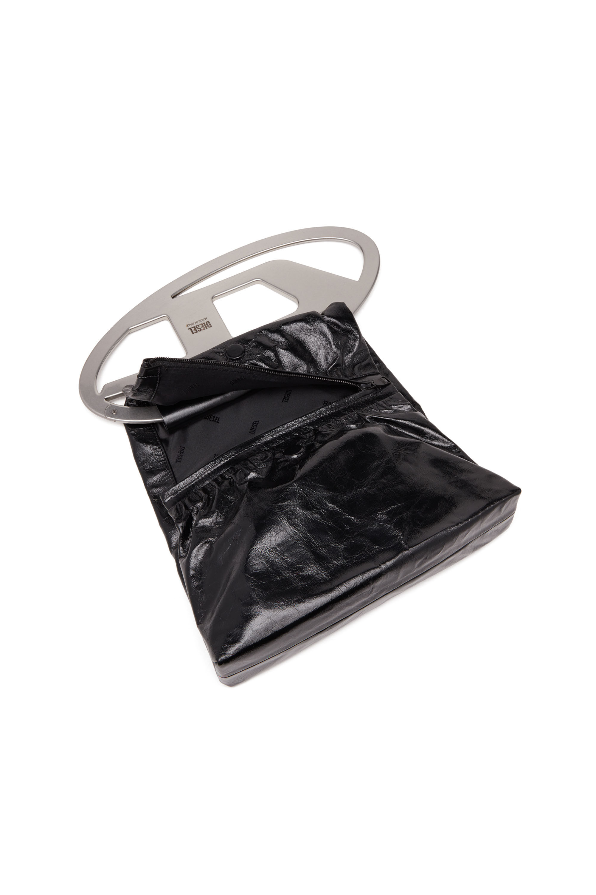 Diesel - BIG-D POUCH, Female Big-D-Clutch bag in crinkled leather in ブラック - Image 5