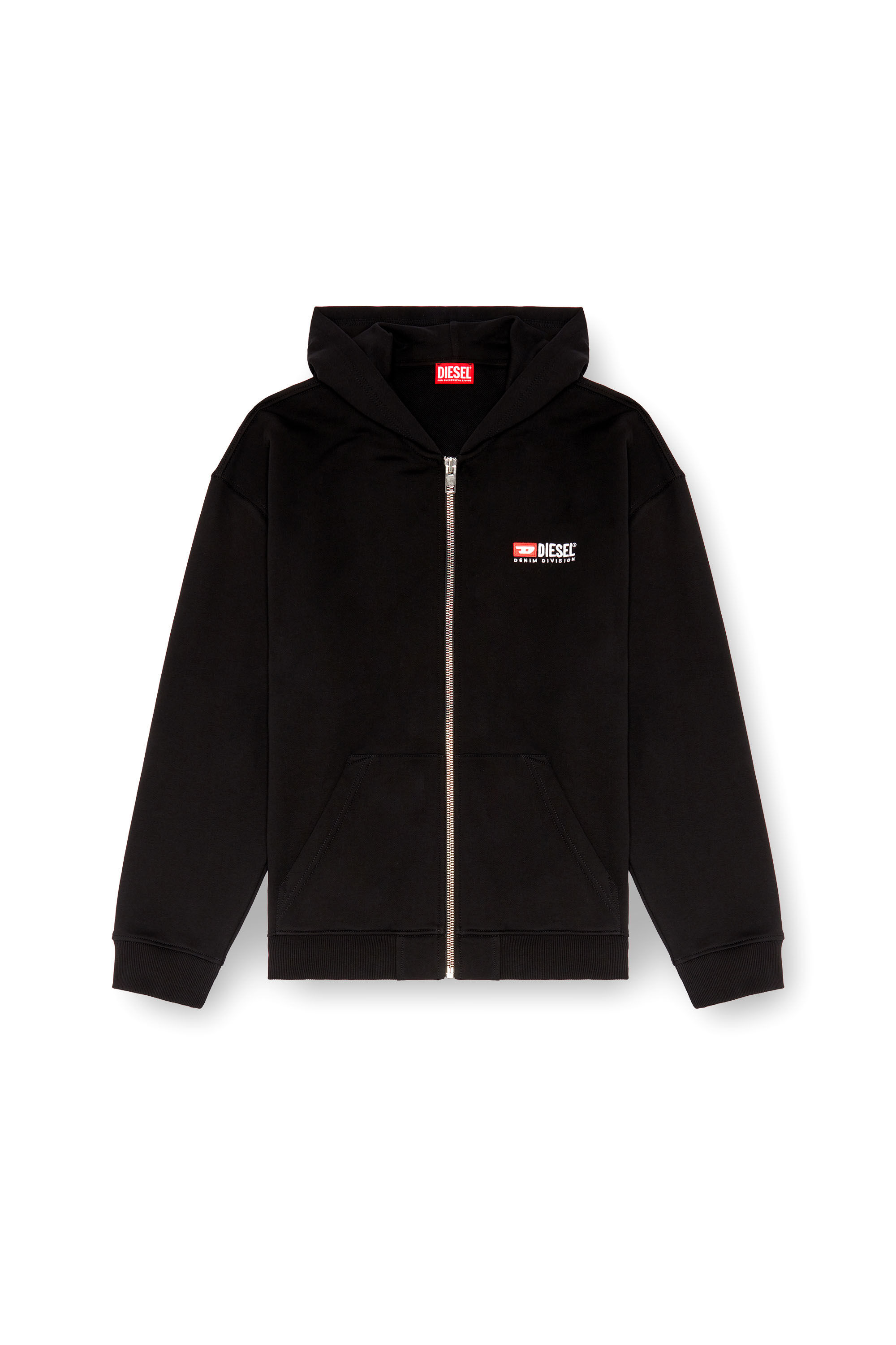 Diesel - S-BOXT-HOOD-ZIP-DIV, Male Zip-up hoodie with Diesel embroidery in ブラック - Image 2