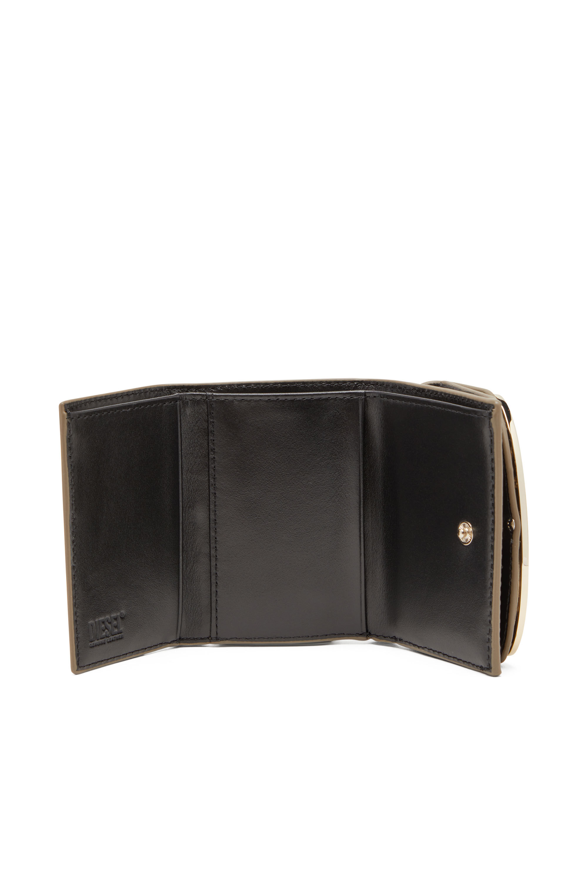 Diesel - 1DR TRI FOLD COIN XS II, Female Tri-fold wallet in mirrored leather in ブラウン - Image 3