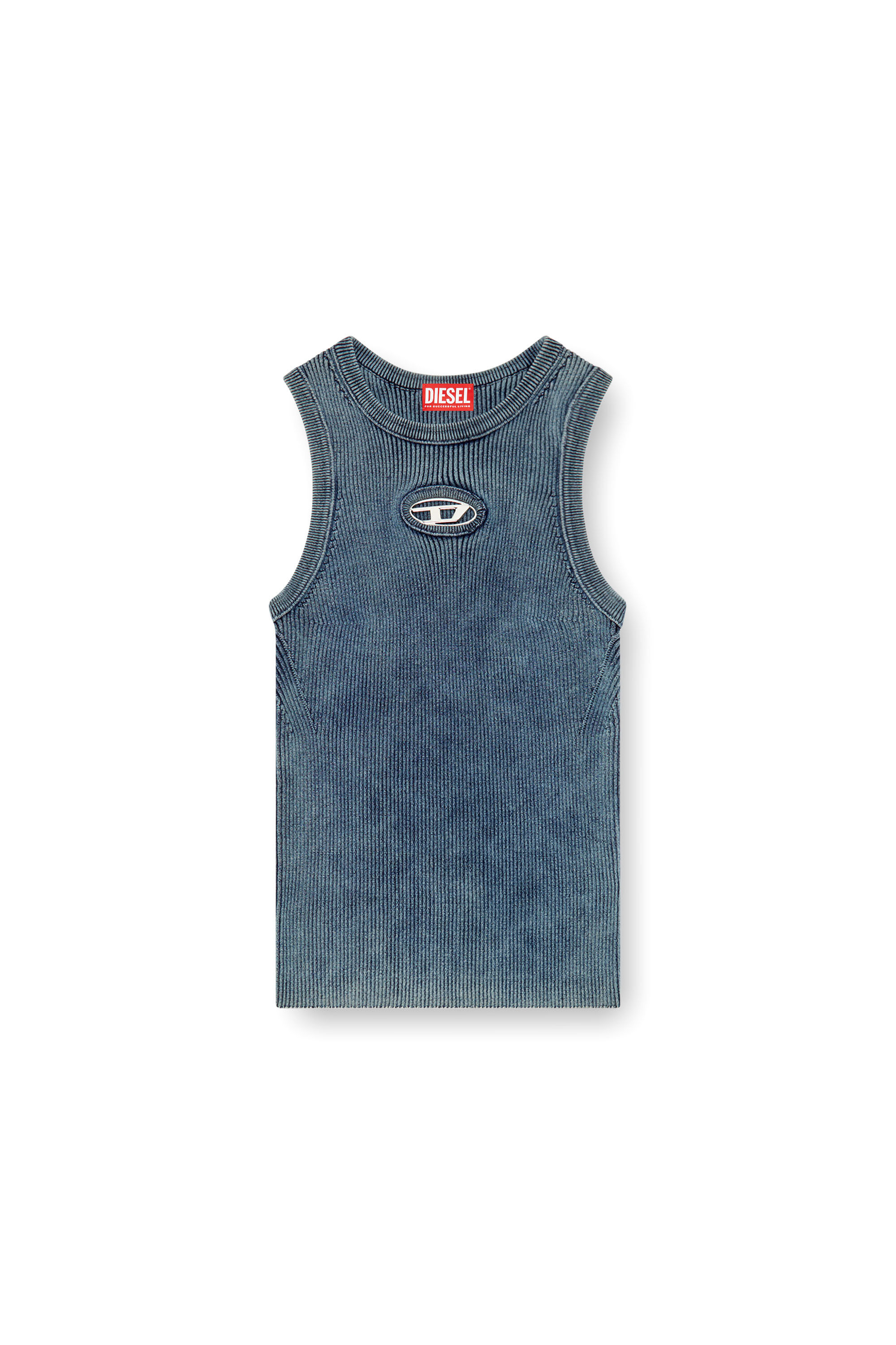 Diesel - M-ANCHOR-A-SL, Female Rib-knit tank top with Oval D in ブルー - Image 2