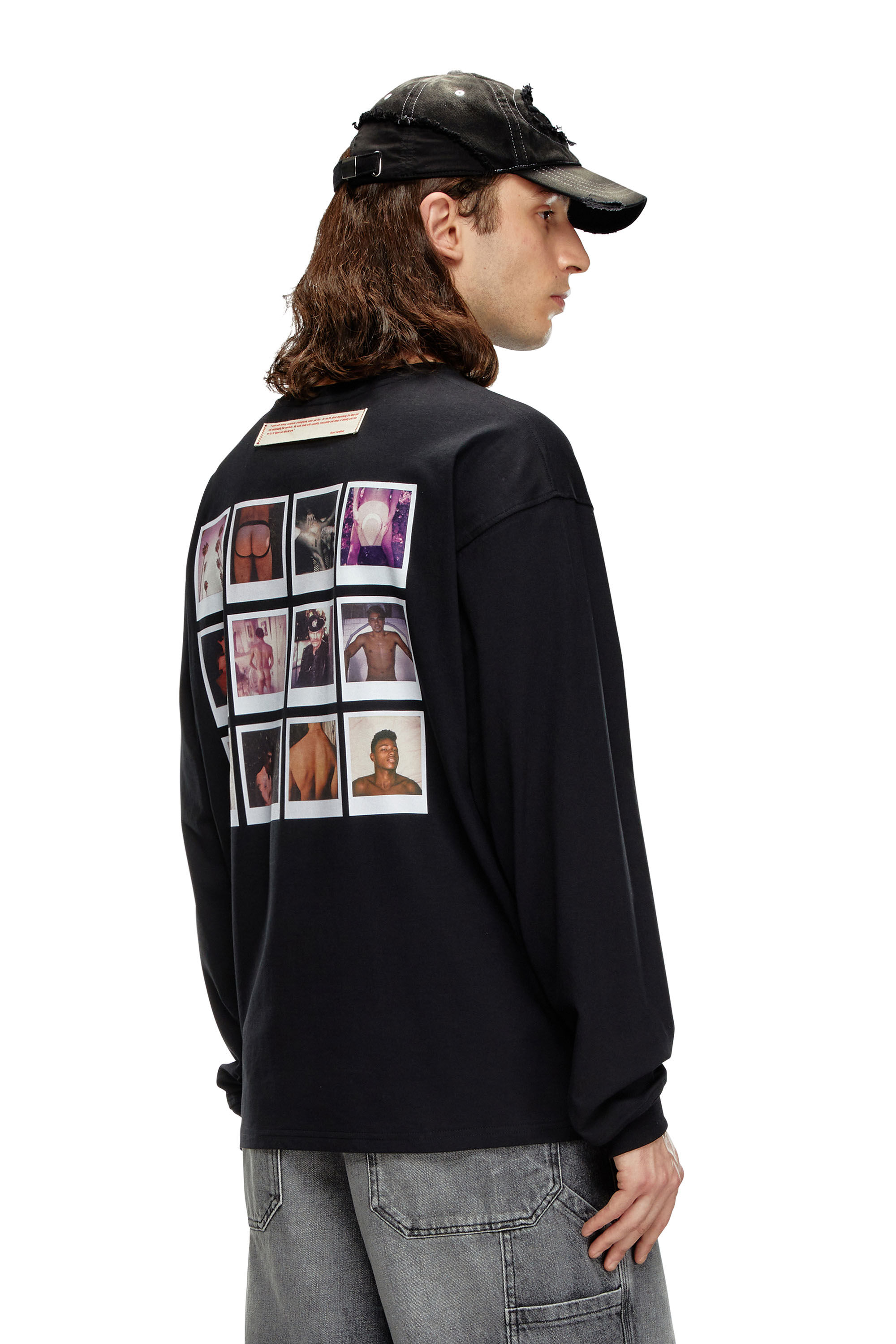 Diesel - PR-T-BOXT-LS-SS, Unisex Long-sleeve T-shirt with polaroid patches in ブラック - Image 1