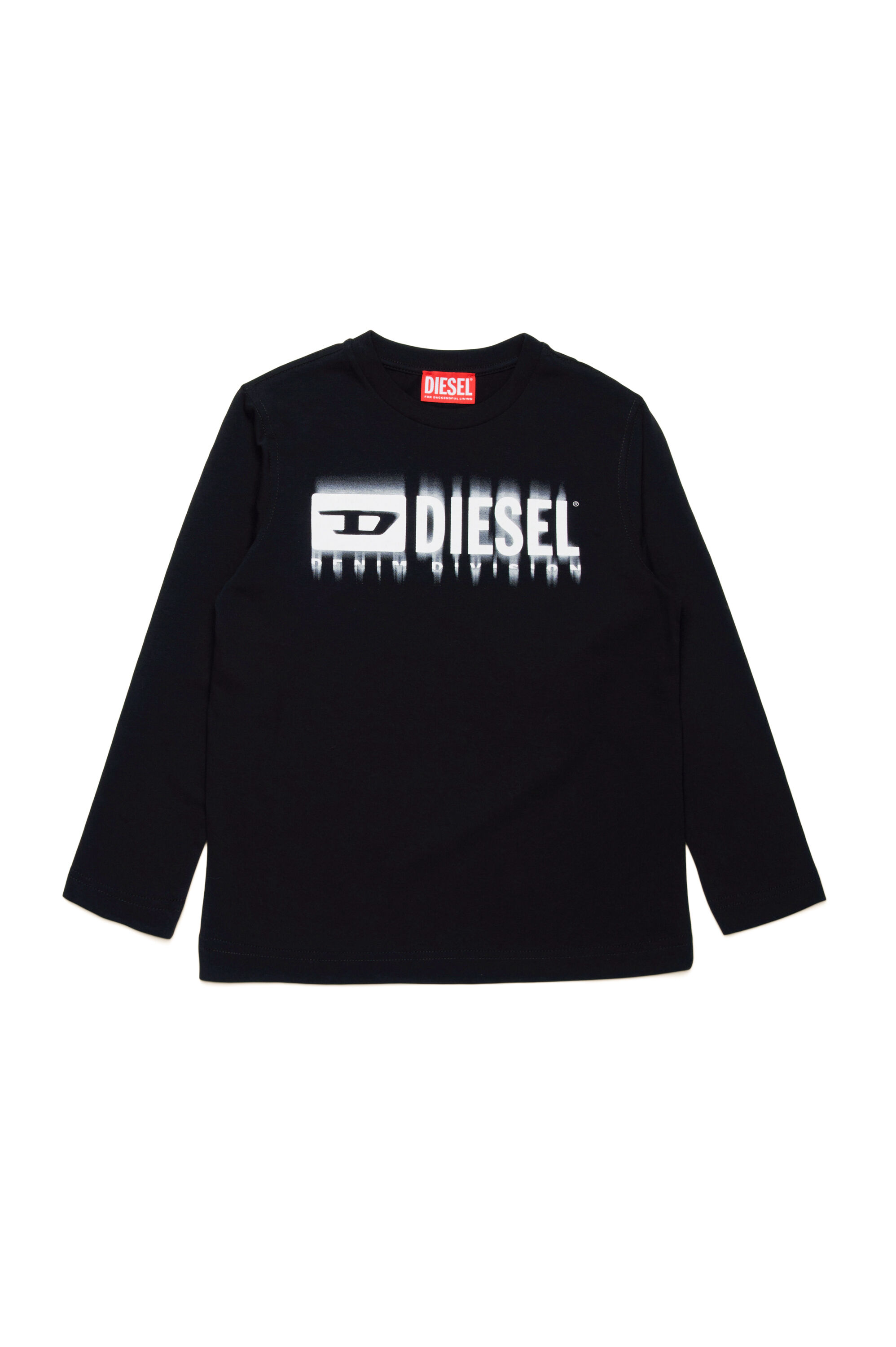 Diesel - TDIEGORL6LS, Male Long sleeved T-shirt with smudged logo in ブラック - Image 1