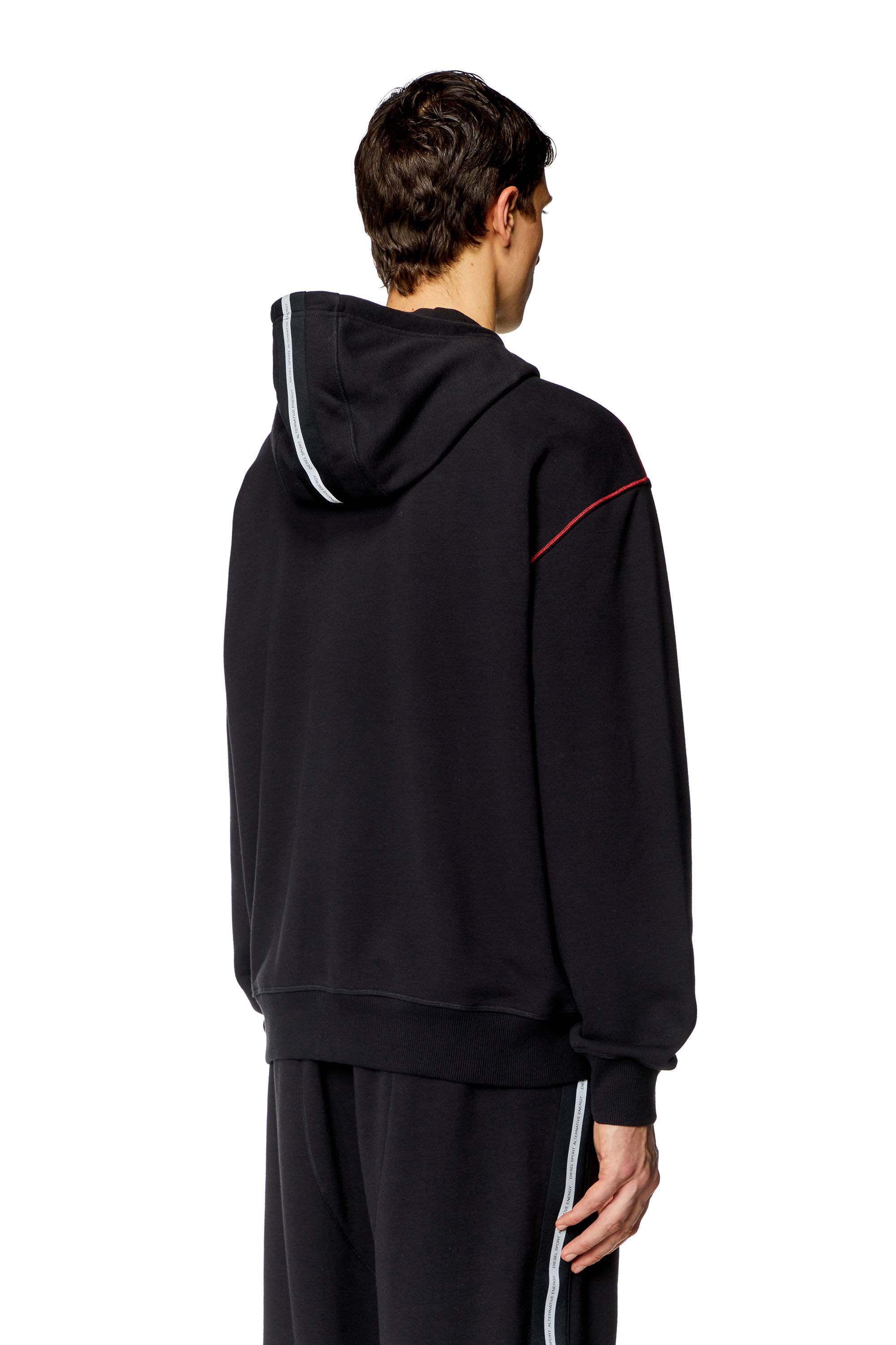 Diesel - AMST-DAVOS-HT23, Male Zip-up hoodie with reflective logo bands in ブラック - Image 4