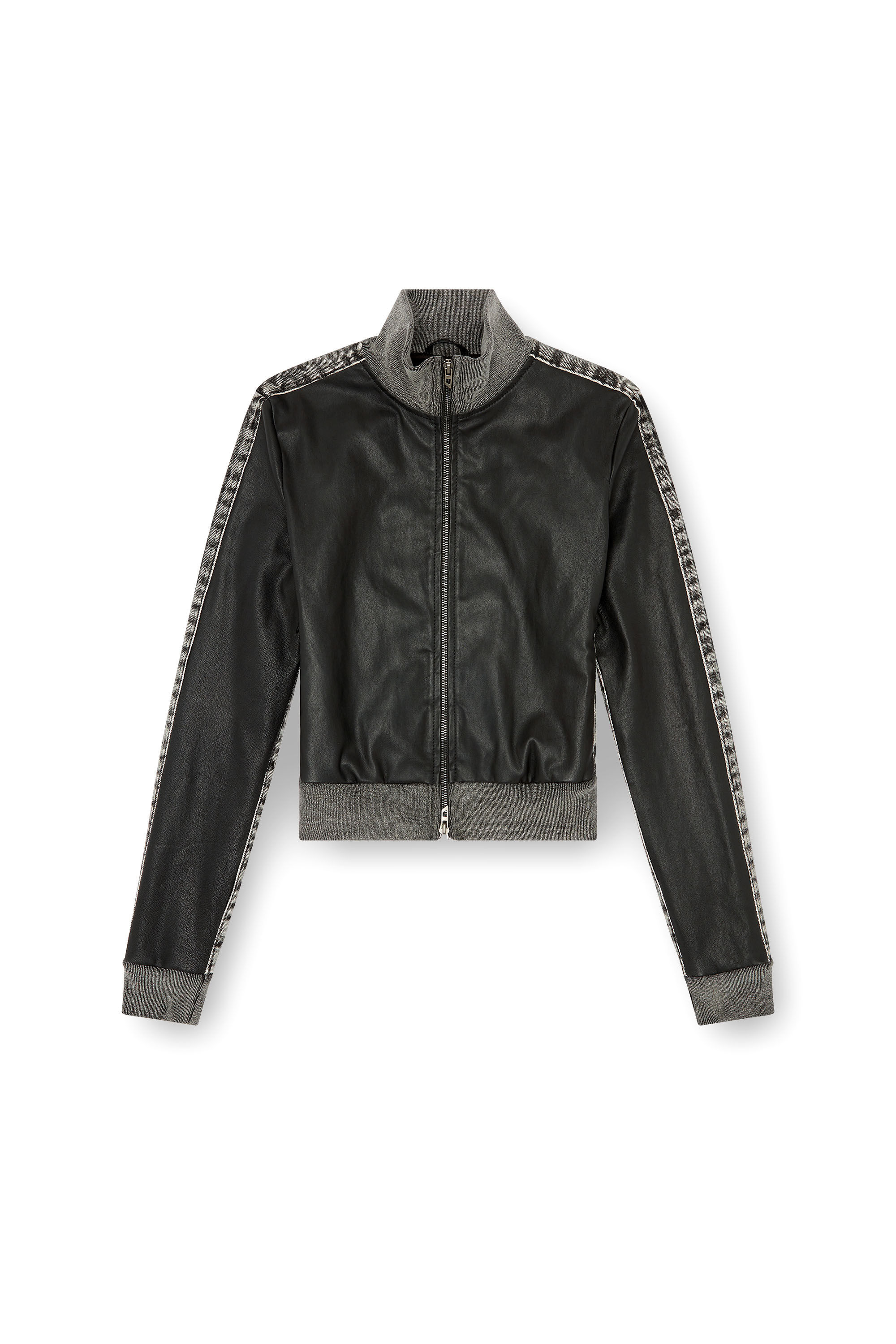 Diesel - L-EADER, Female Hybrid jacket in leather and denim in ブラック - Image 2
