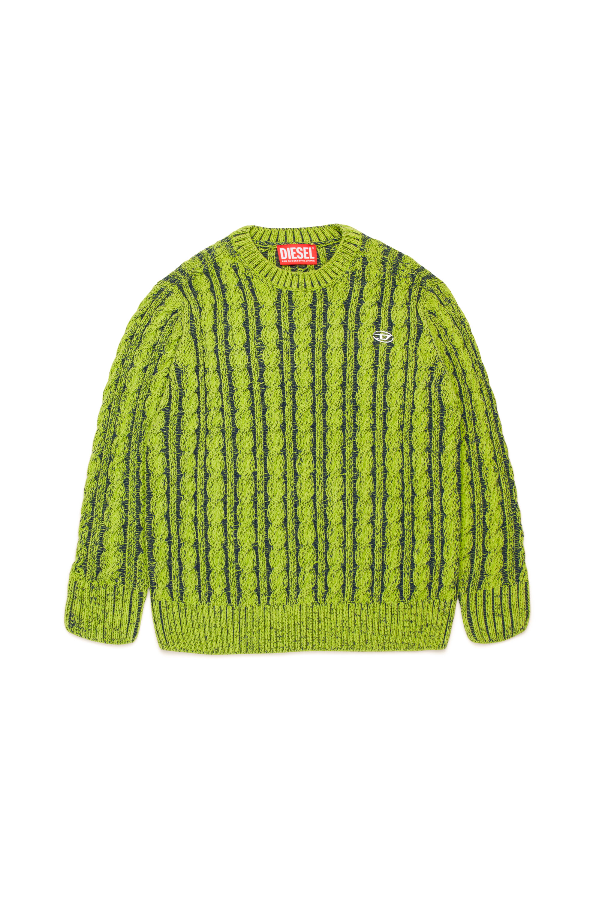 Diesel - KMOXIA OVER, Unisex's Cable-knit jumper in two-tone yarn in グリーン - 1