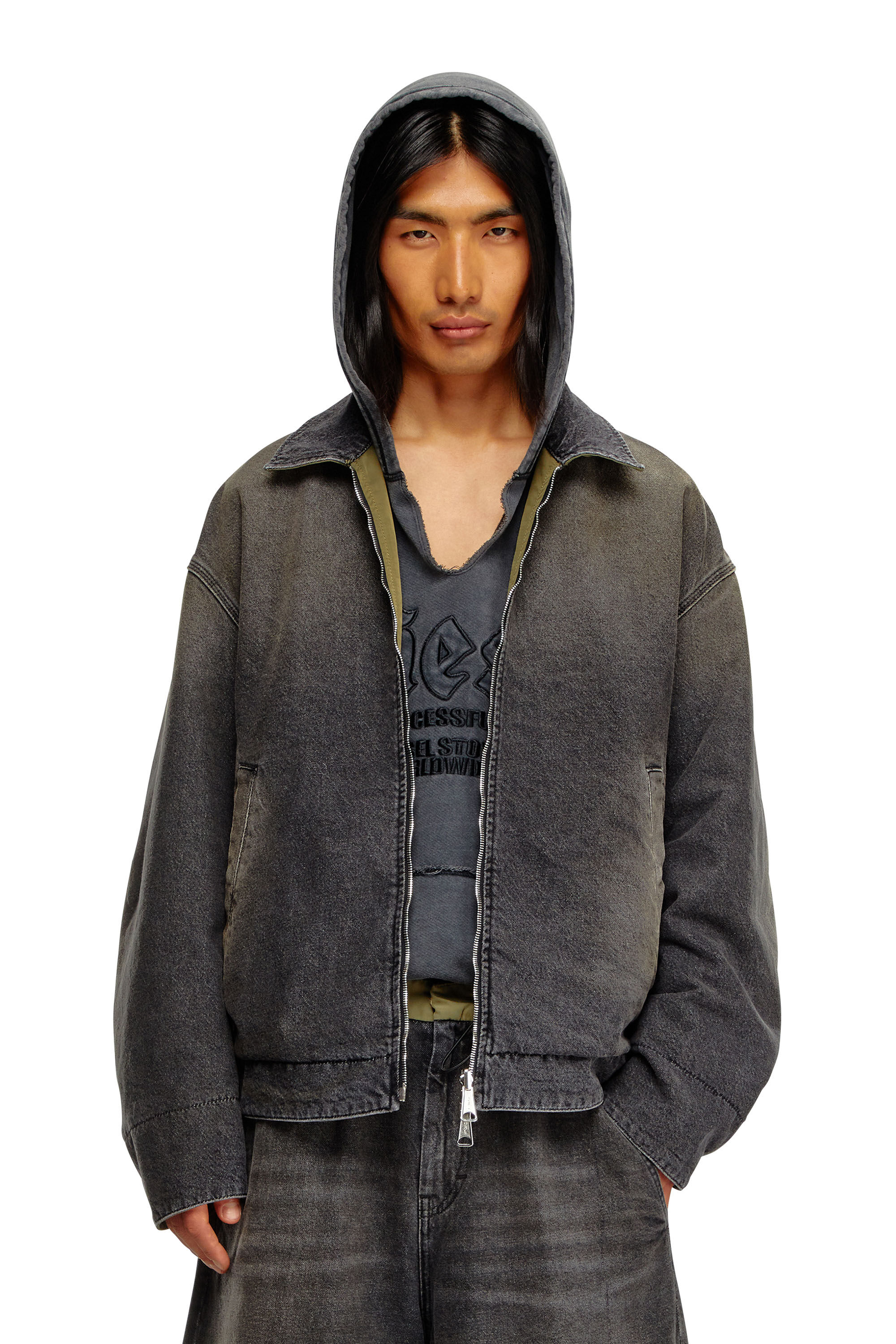 Diesel - D-STACK-S, Male Reversible jacket in denim and nylon in ブラック - Image 3