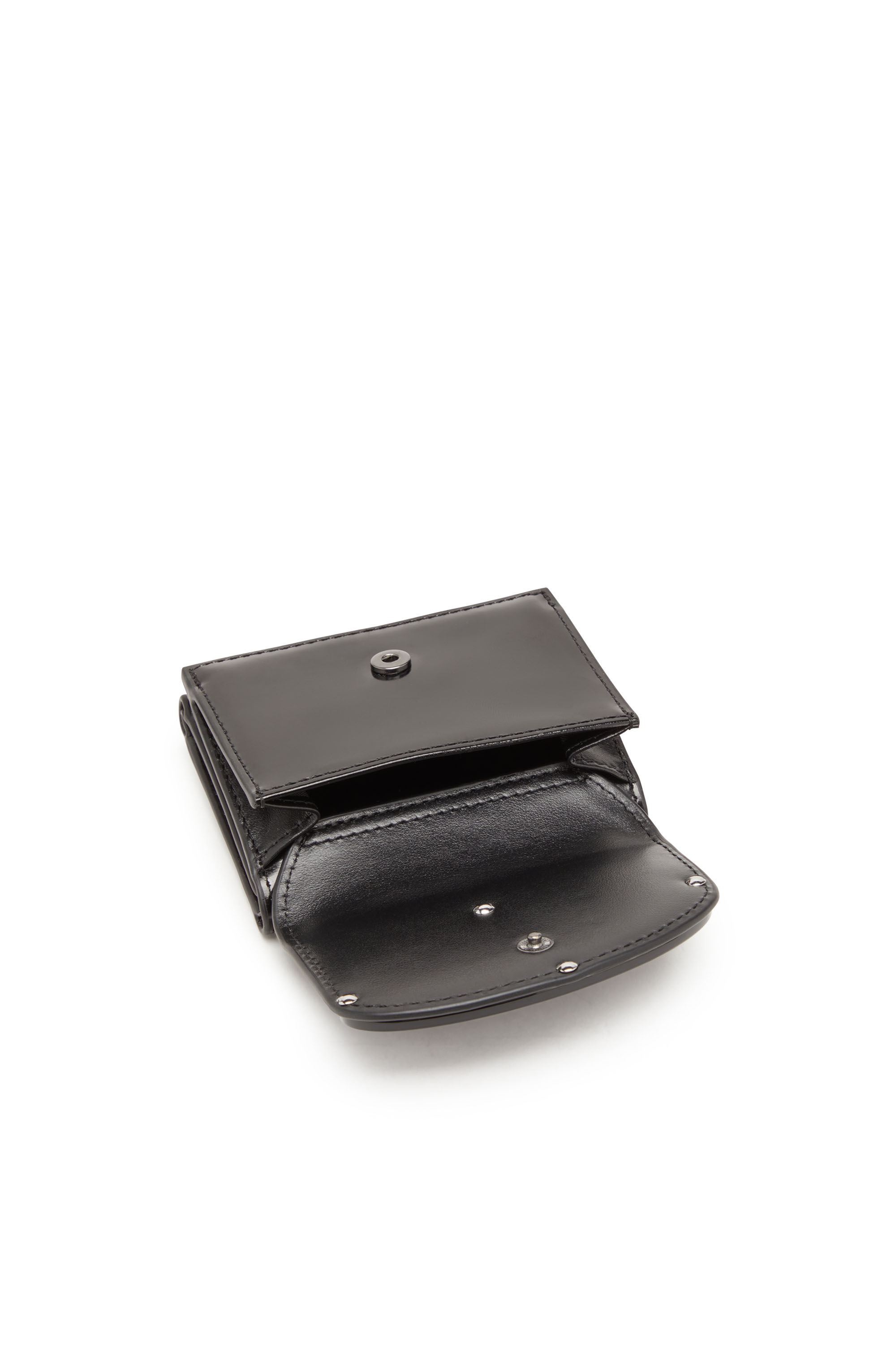 Diesel - 1DR TRI FOLD COIN XS II, Female Tri-fold wallet in mirrored leather in ブラック - Image 4