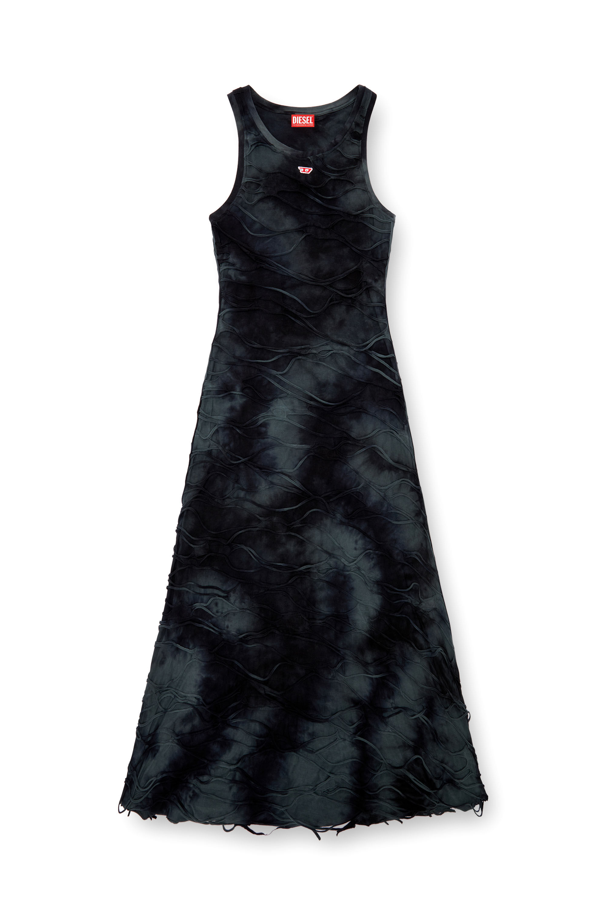 Diesel - D-JARAL, Female Long tank dress with floating strands in ブラック - Image 2