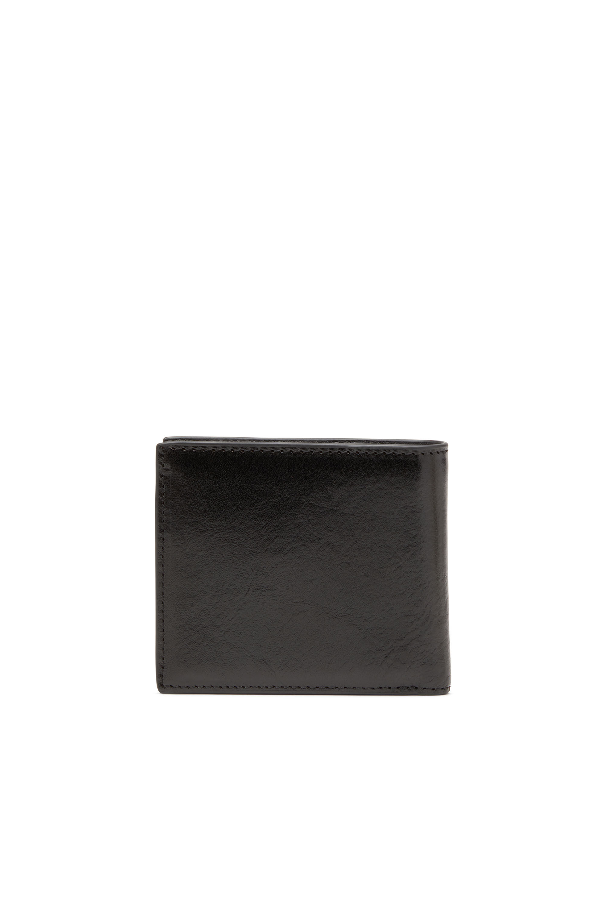 Diesel - RAVE BI-FOLD COIN S, Male Leather bi-fold wallet with red D plaque in ブラック - Image 2