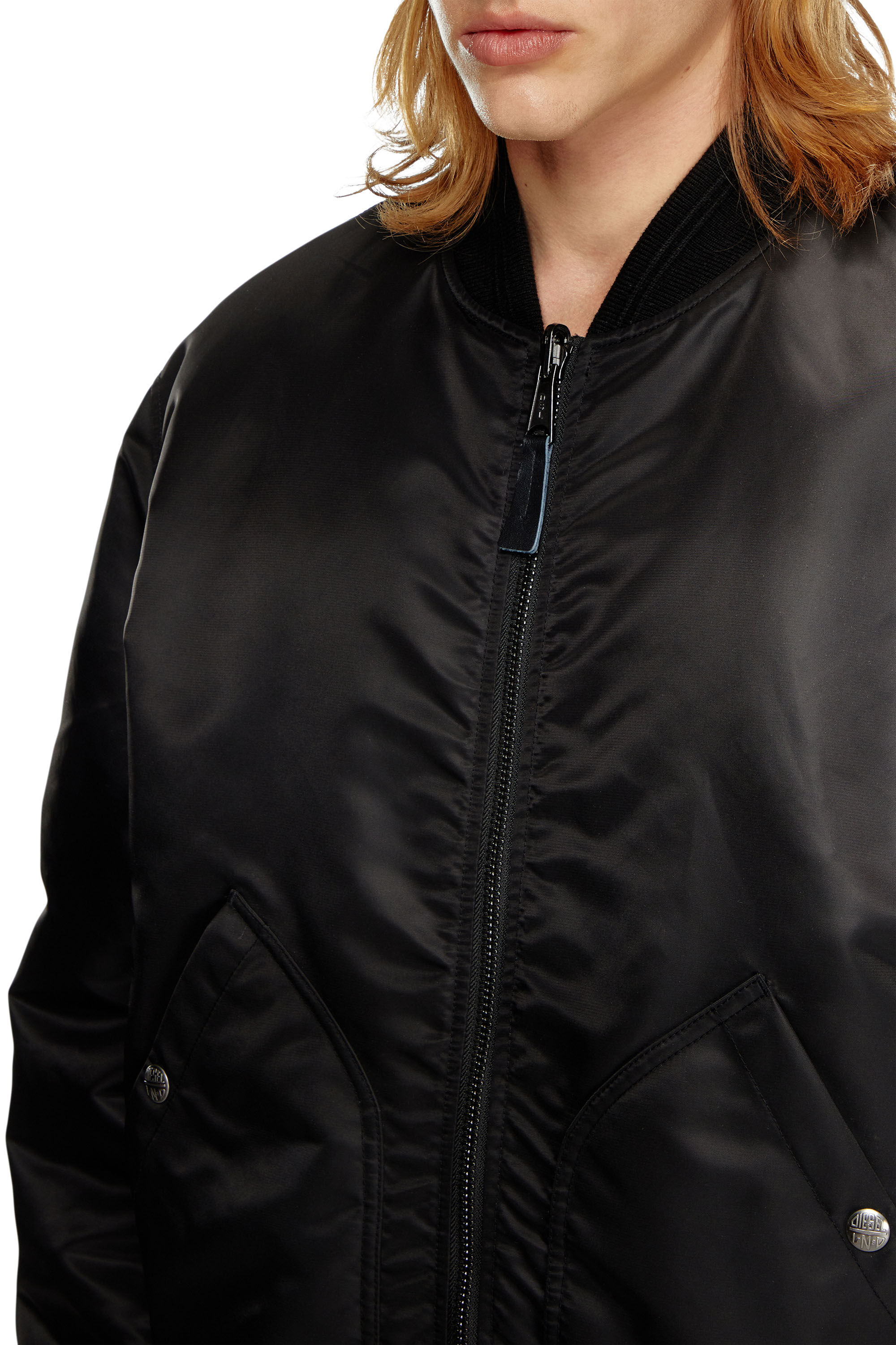 Diesel - J-HELD, Male's Bomber in padded nylon with Oval D in ブラック - 4