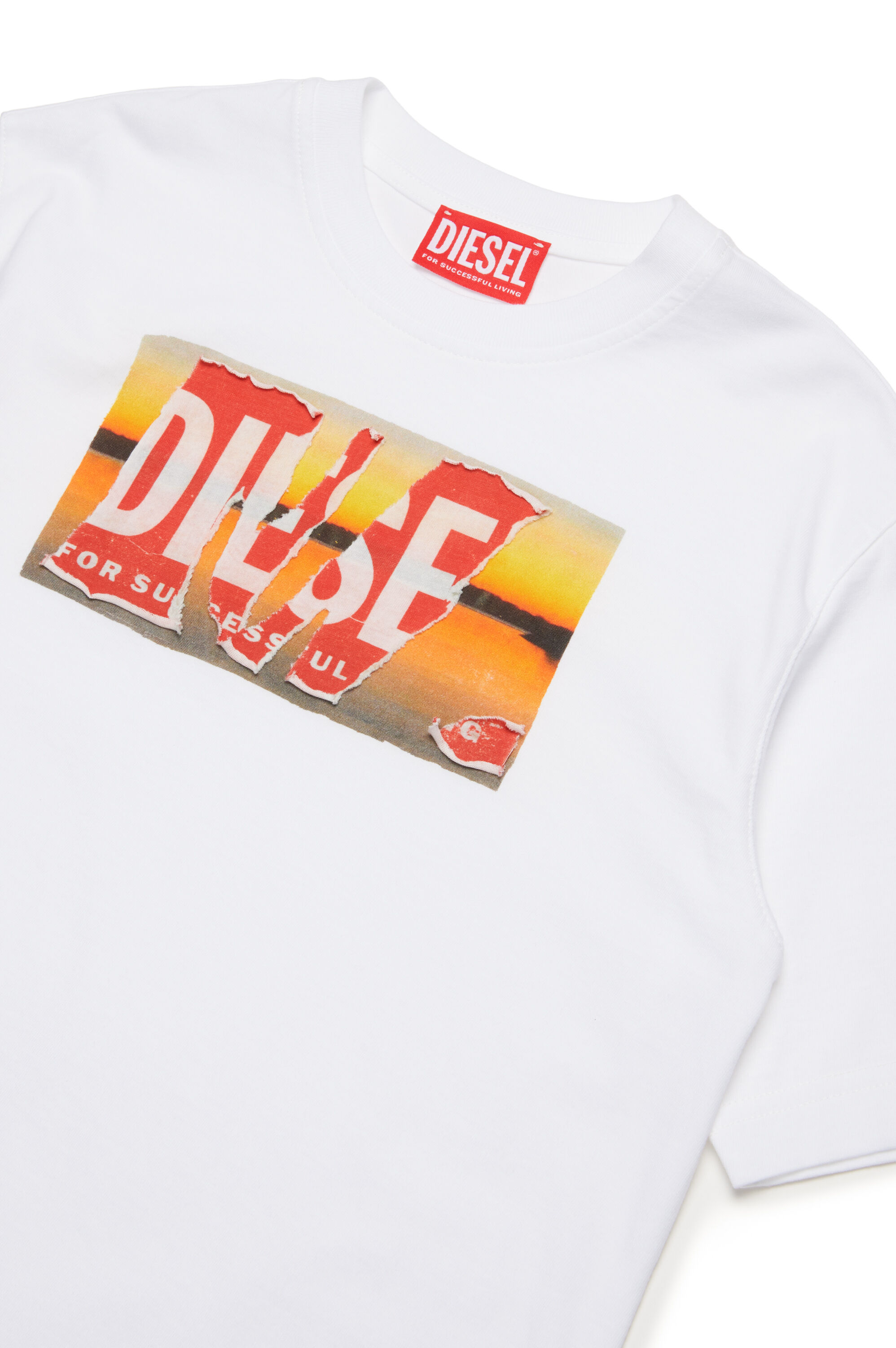 Diesel - TWASHPOFFL1 OVER, Male T-shirt with peel-off logo and print in ホワイト - Image 3