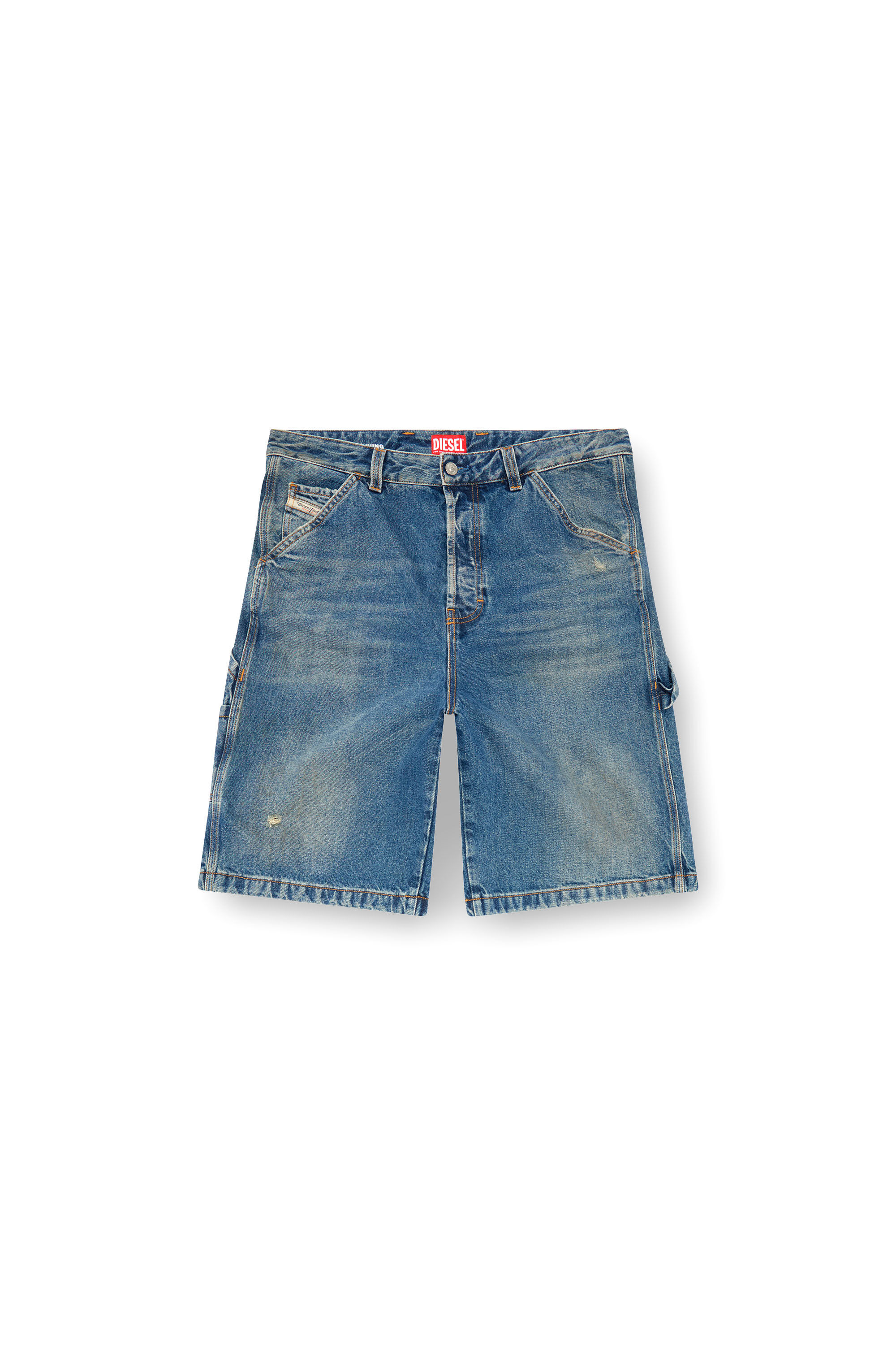 Diesel - D-LIVERY-SHORT, Male Denim utility shorts with dusty wash in ブルー - Image 2
