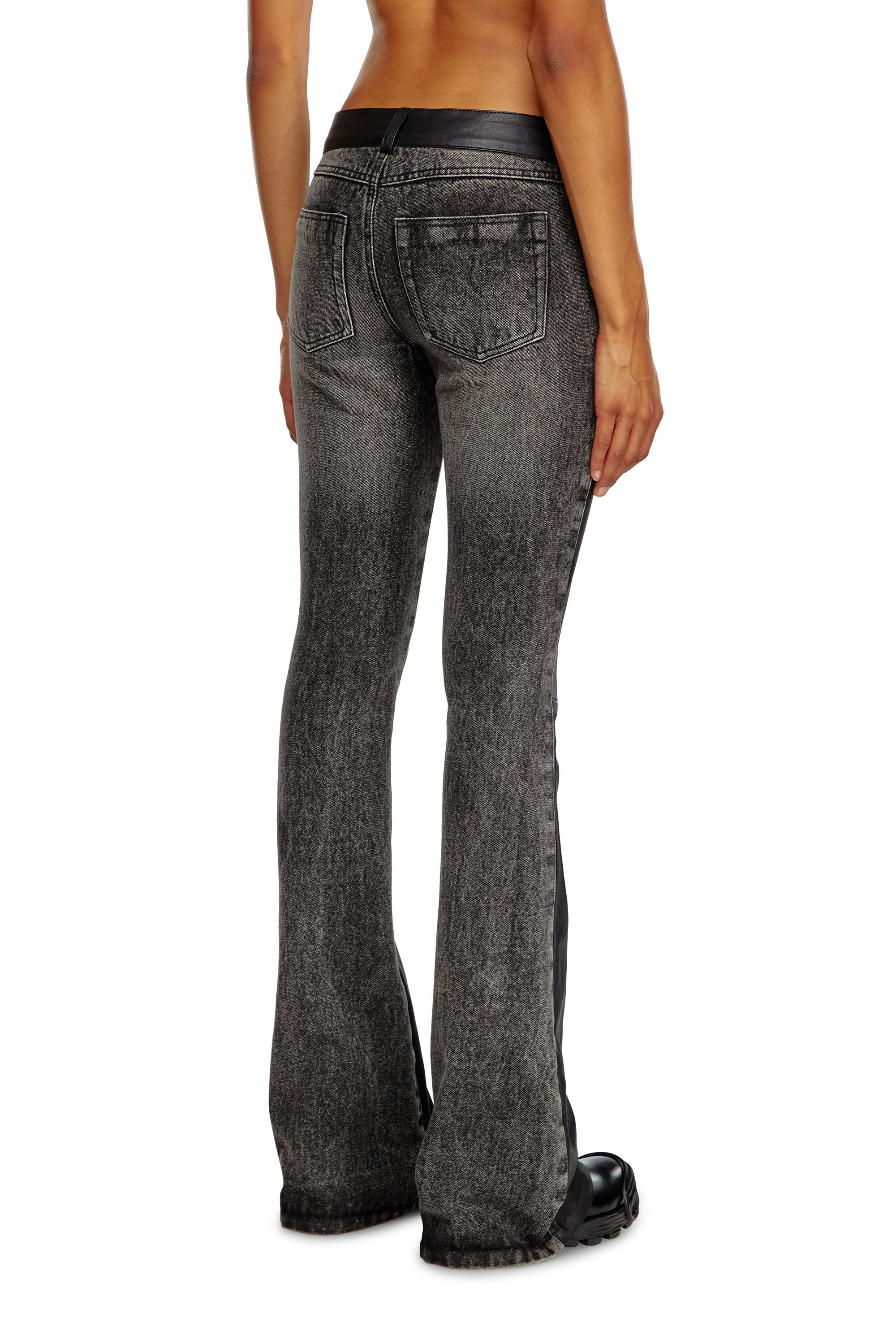 Diesel - L-OVELY, Female Bootcut pants in leather and denim in ブラック - Image 5