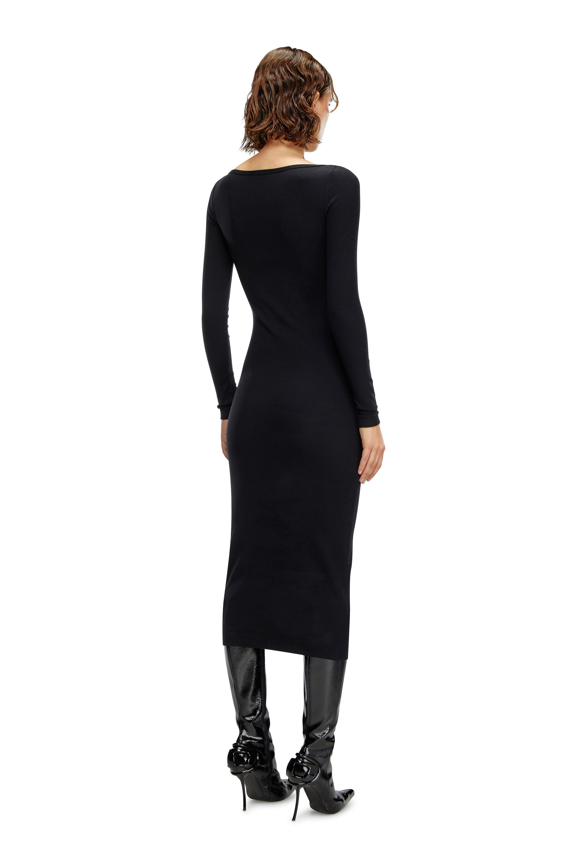 Diesel - D-BALLET-D, Female Scoop-neck midi dress in ブラック - Image 3