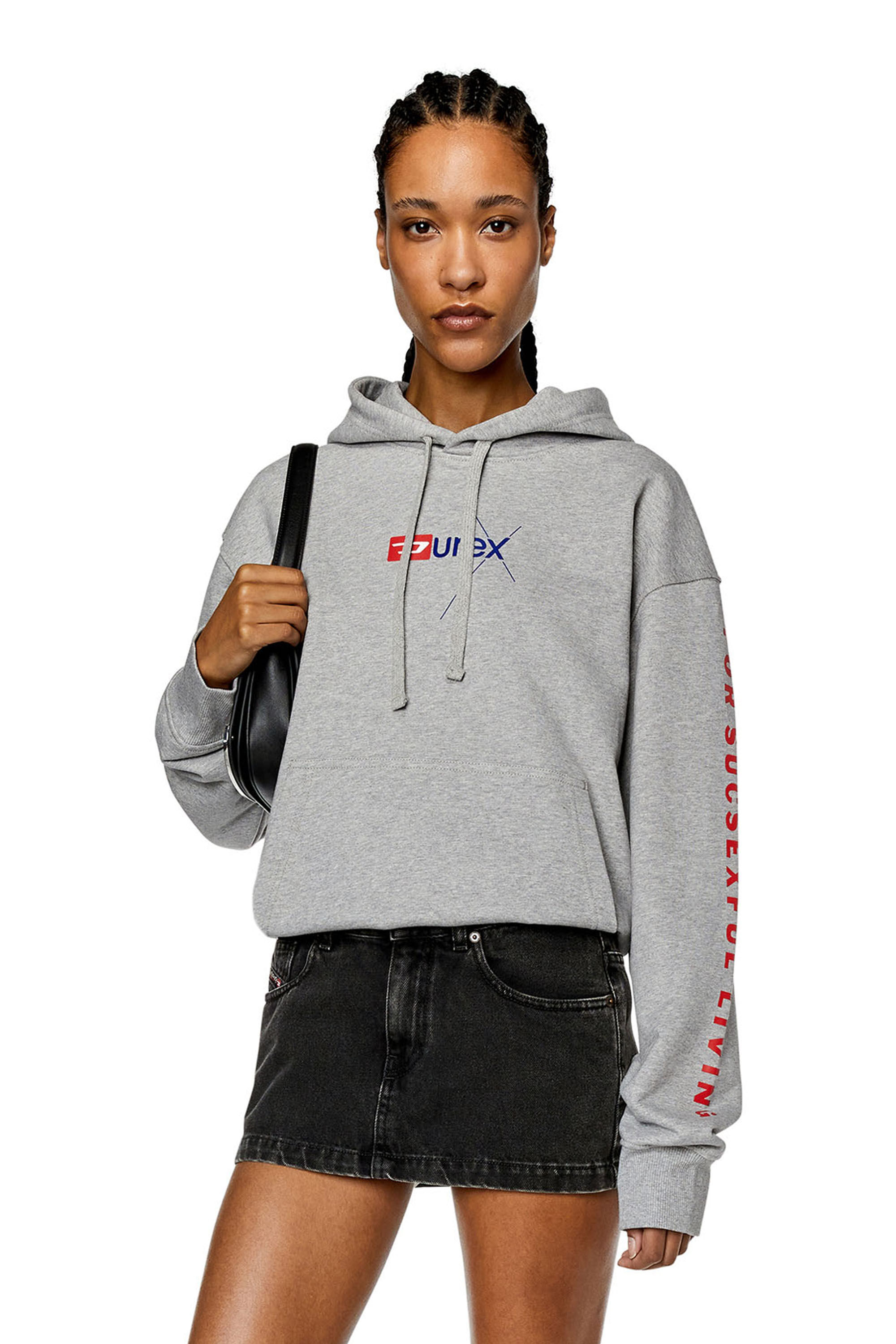 DX-S-MACS-HOOD Mélange hoodie with Durex logo｜グレー｜メンズ｜DIESEL
