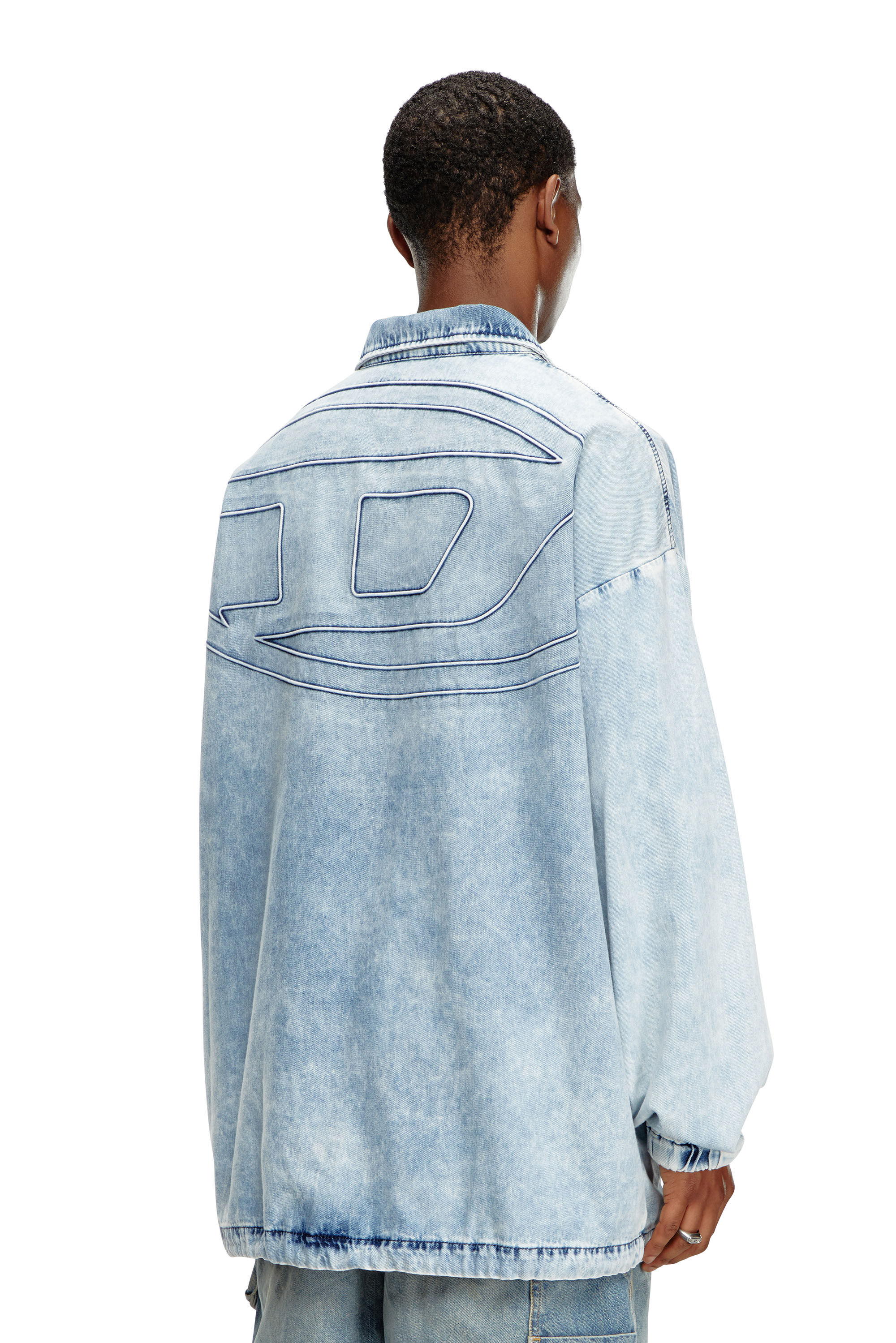 Diesel - D-KRAP-S1, Male Denim jacket with Oval D in ブルー - Image 3