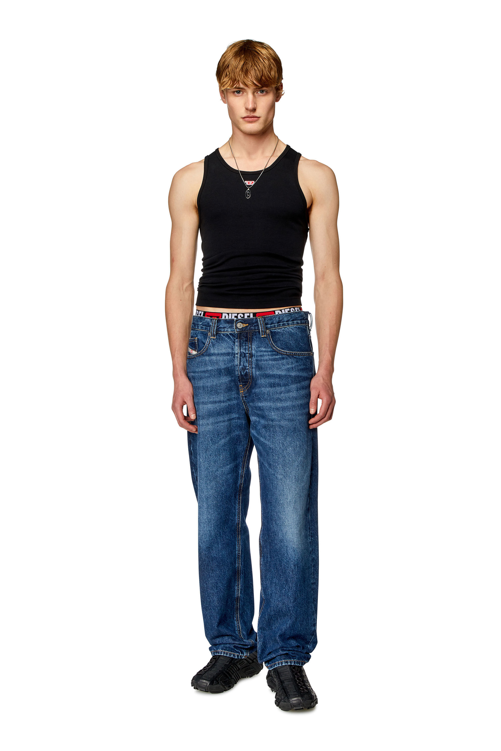 Diesel - T-LIFTY-D, Male Tank top with mini D logo patch in ブラック - Image 1