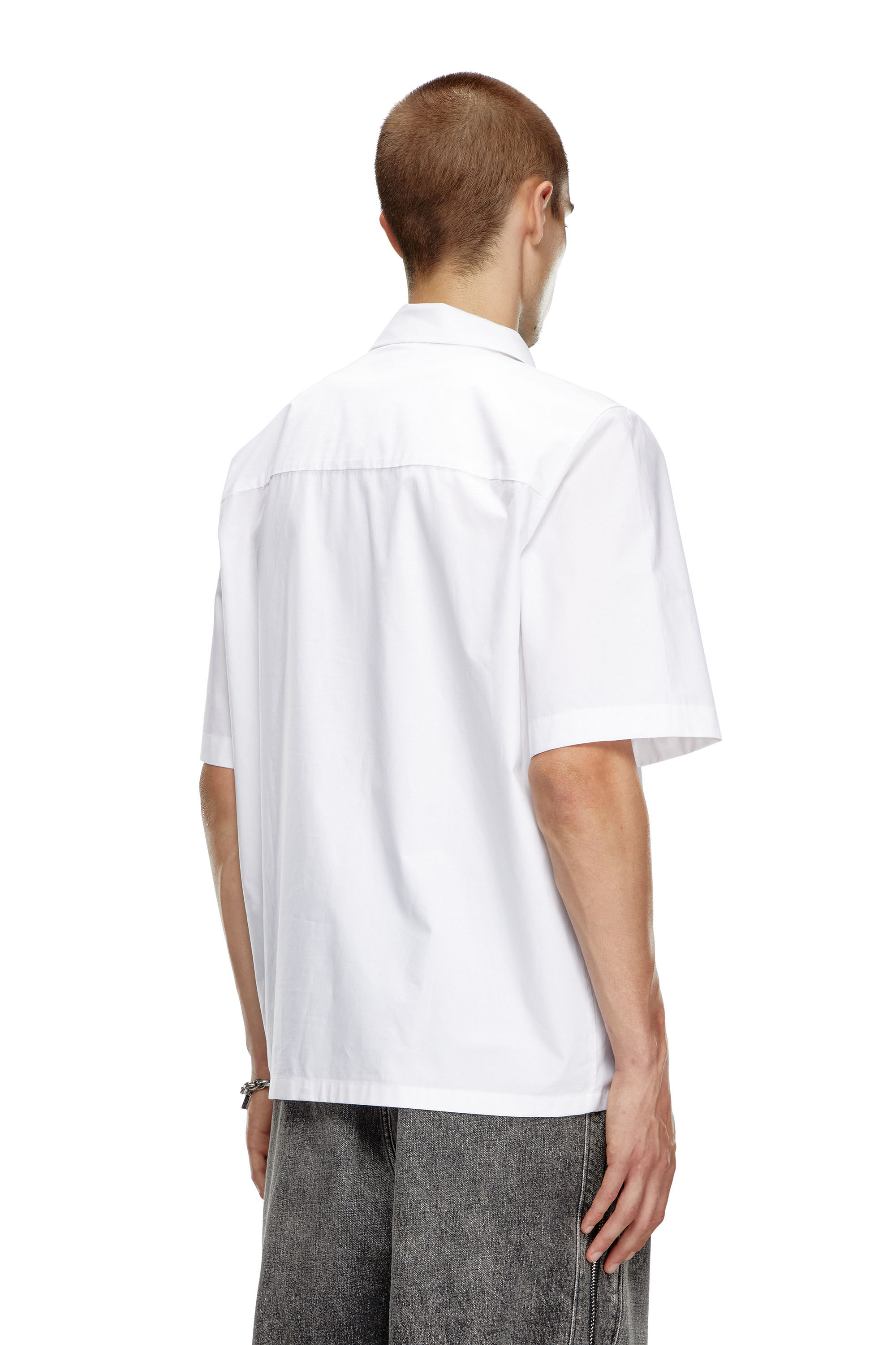 Diesel - S-MAC-C, Male Bowling shirt with logo embroidery in ホワイト - Image 5