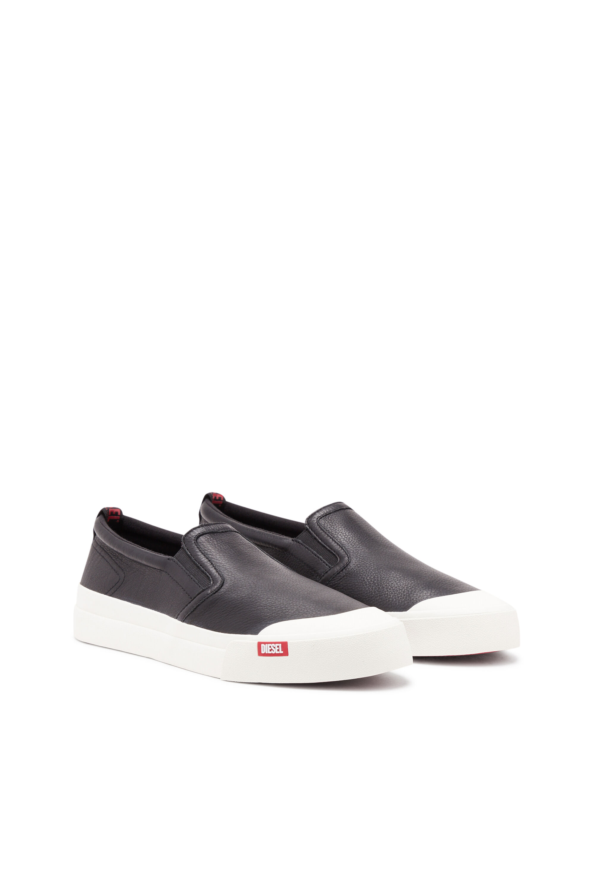 S-ATHOS SLIP ON S-Athos Slip On-Slip-on sneakers in plain leather｜ブラック｜メンズ｜ DIESEL