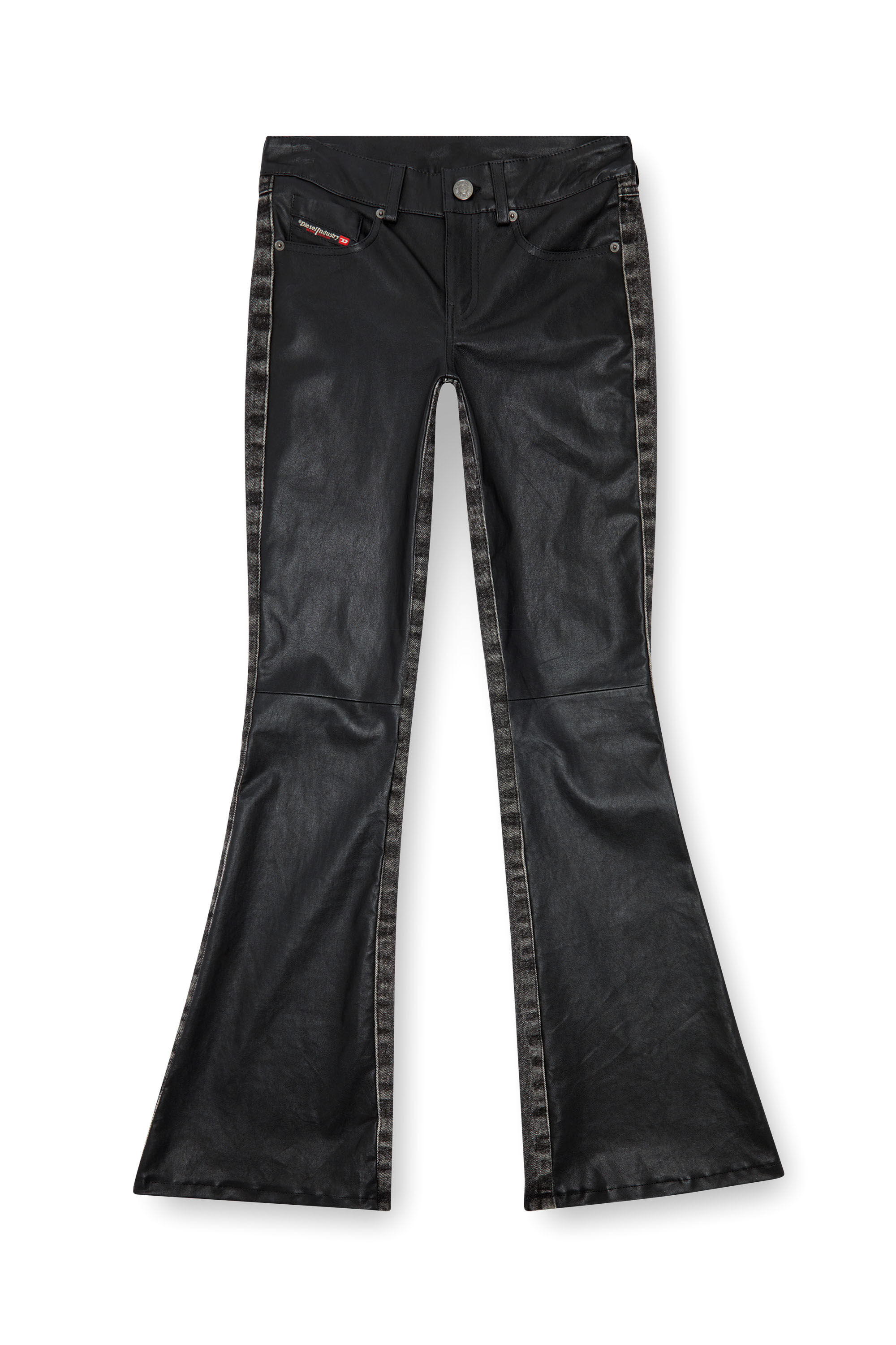 Diesel - L-OVELY, Female Bootcut pants in leather and denim in ブラック - Image 2
