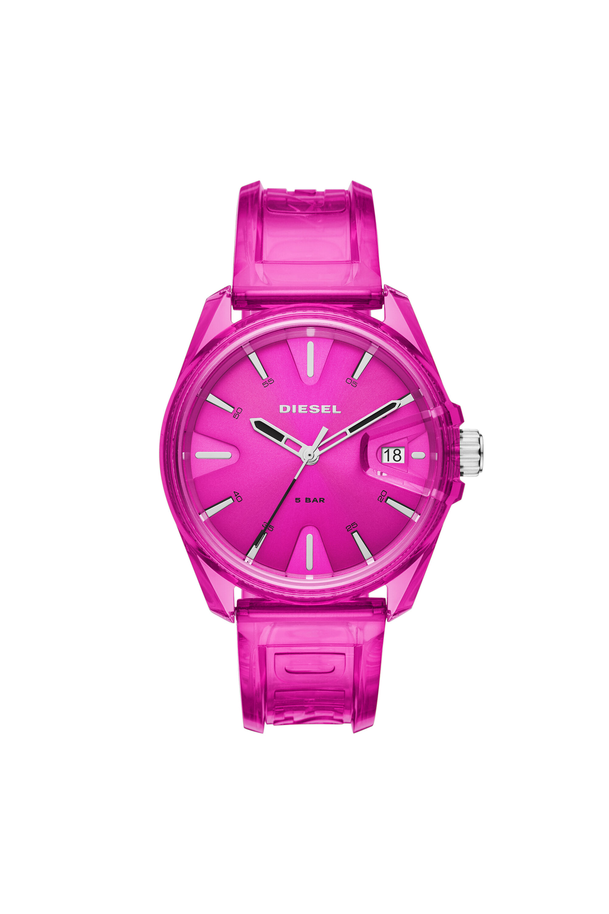 Diesel - DZ1929, Unisex MS9 three-hand pink transparent watch in ピンク - Image 1