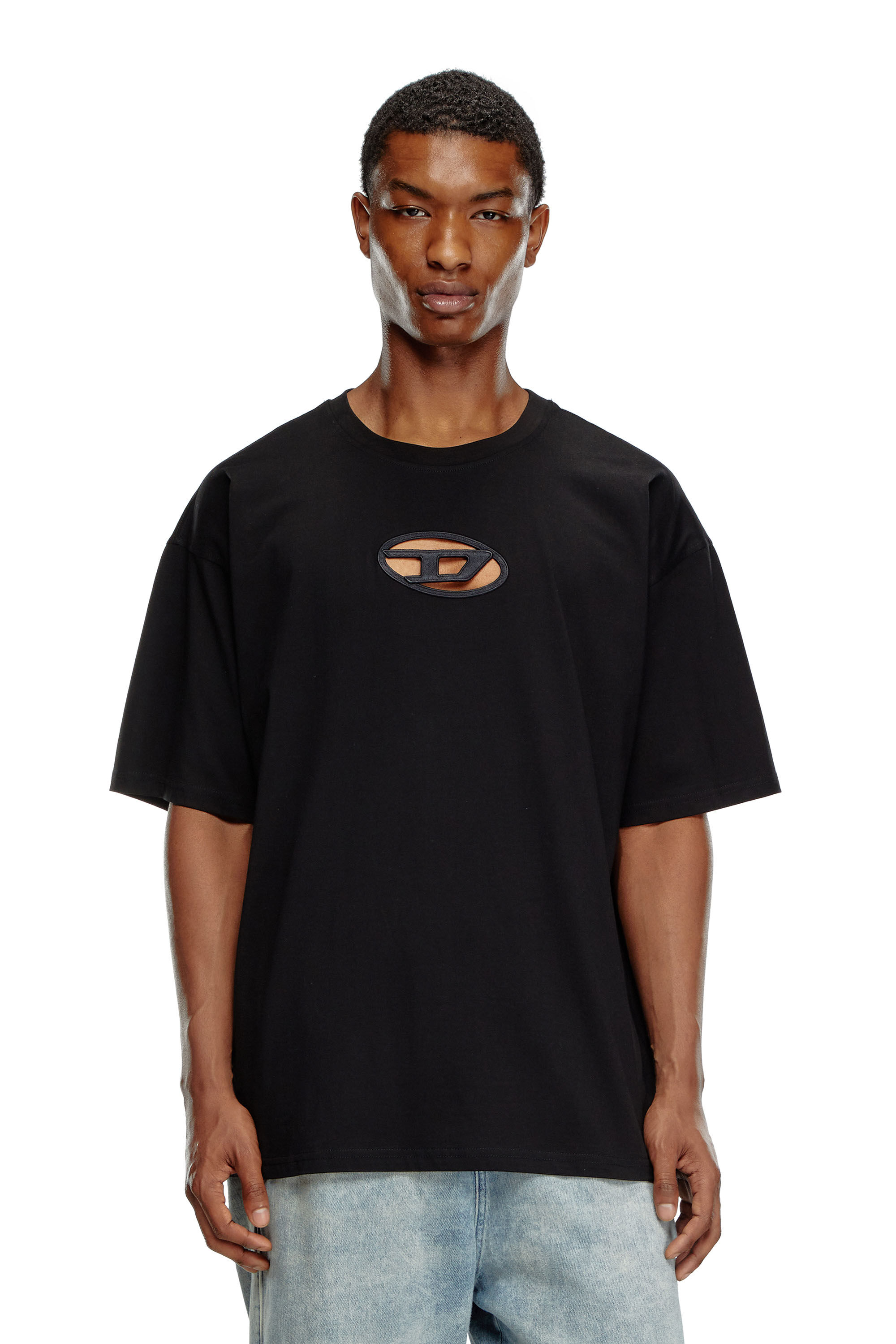 Diesel - T-BOXT-OD, Unisex T-shirt with embroidered Oval D in ブラック - Image 1