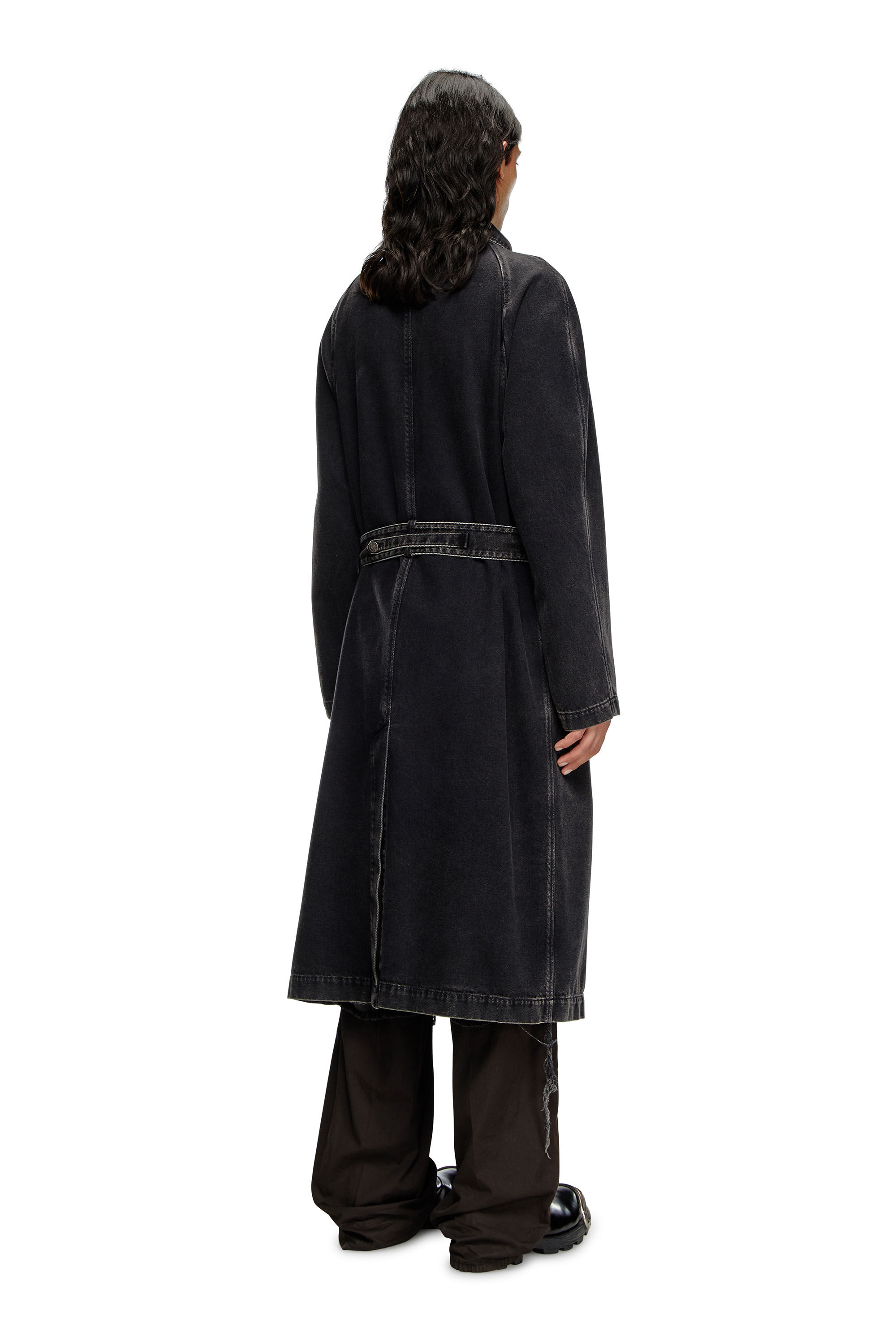 D-DELIRIOUS-D Trench coat in clean-wash denim｜ブラック｜メンズ 