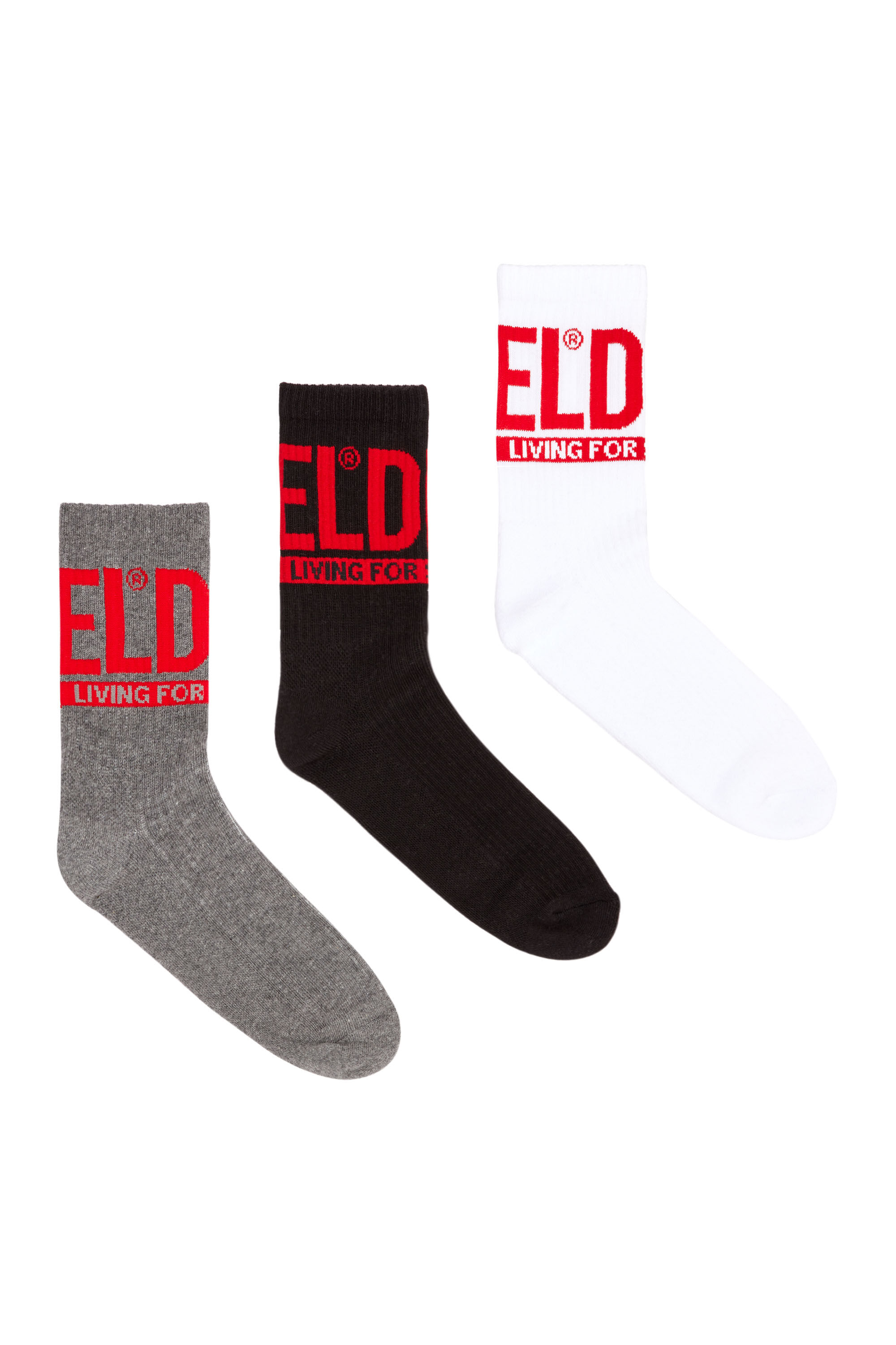 Diesel - SKM-WRAPAROUND-MID-CUT-CUSHIONED-SOCKS, グレー/ブラック - Image 1