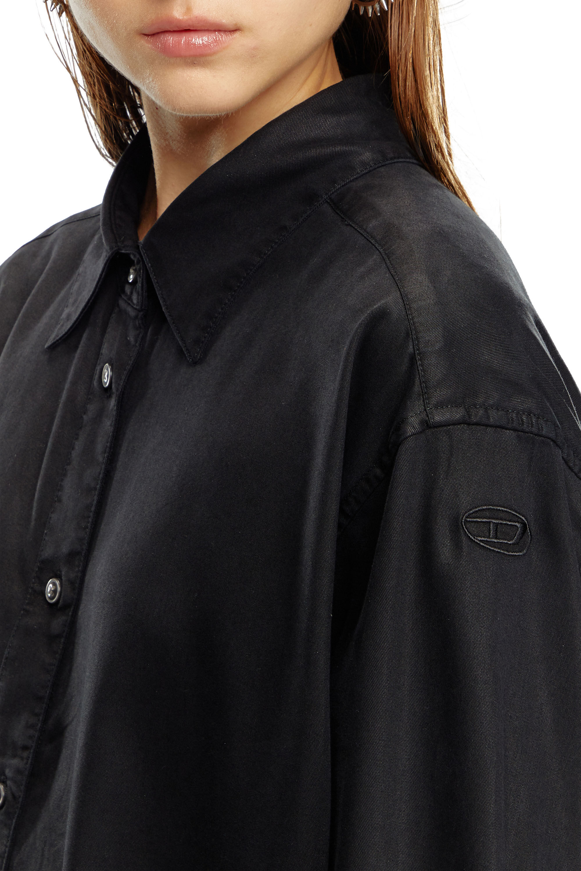 Diesel - S-SIMPLY-C-WN, Female Fluid shirt with logo embroidery in ToBeDefined - Image 3