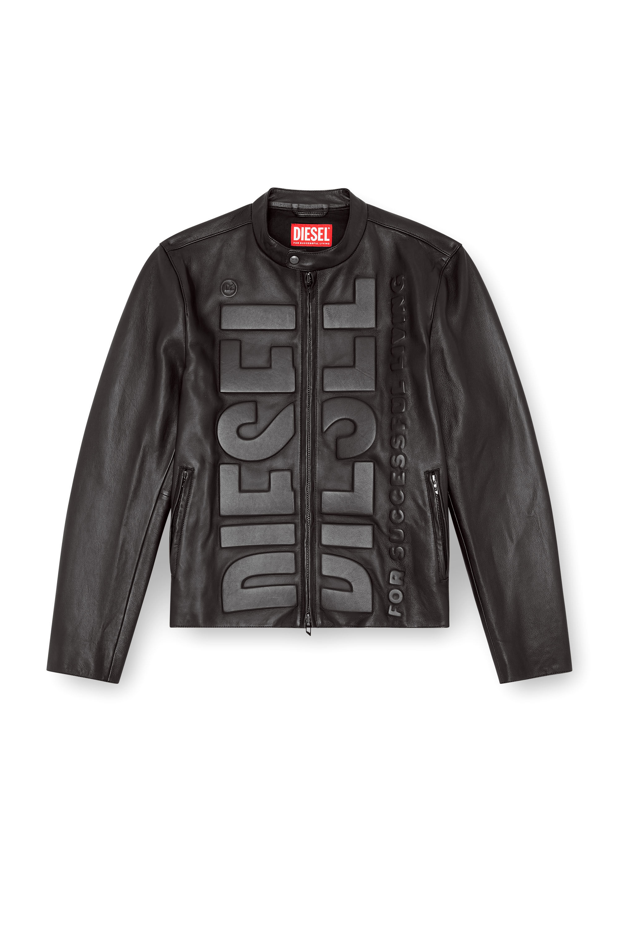 Diesel - L-MET-VERT, Male's Biker jacket with 3D effect logo in ブラック - 2