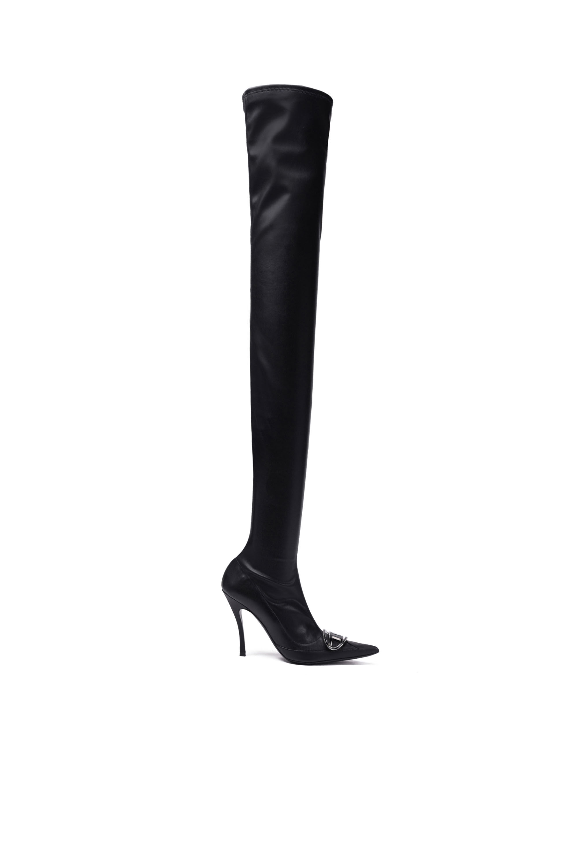 size36【新品】ボッテガヴェネタ thigh high boots サテンニーハイブーツ