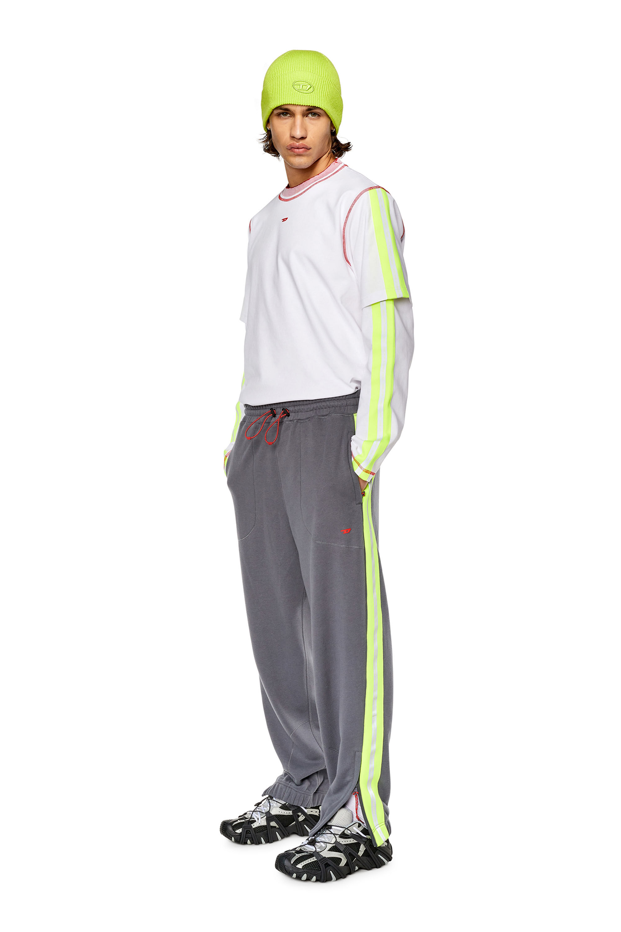 AMSB-QUENTIN-HT08 Sweatpants with reflective logo bands｜マルチ 
