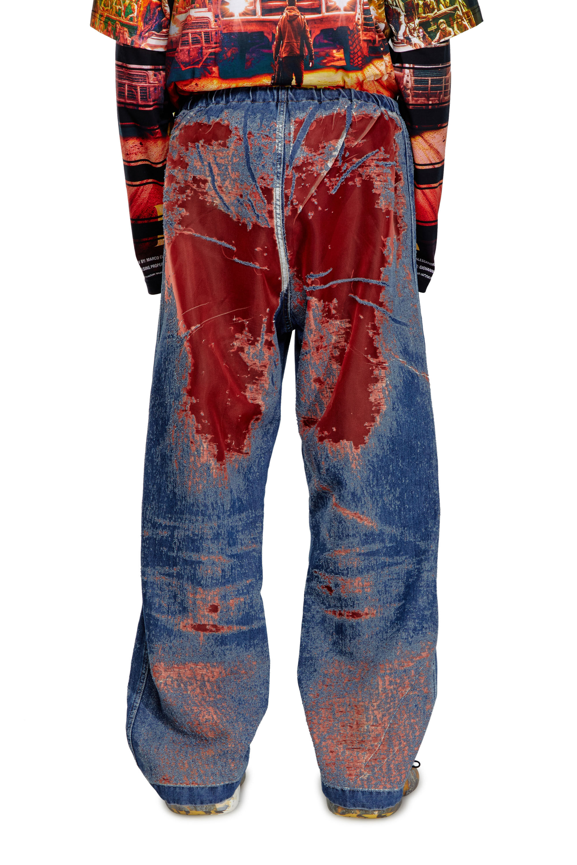 Diesel - Male Straight Jeans D-Martial 068MI, ブルー/レッド - Image 5