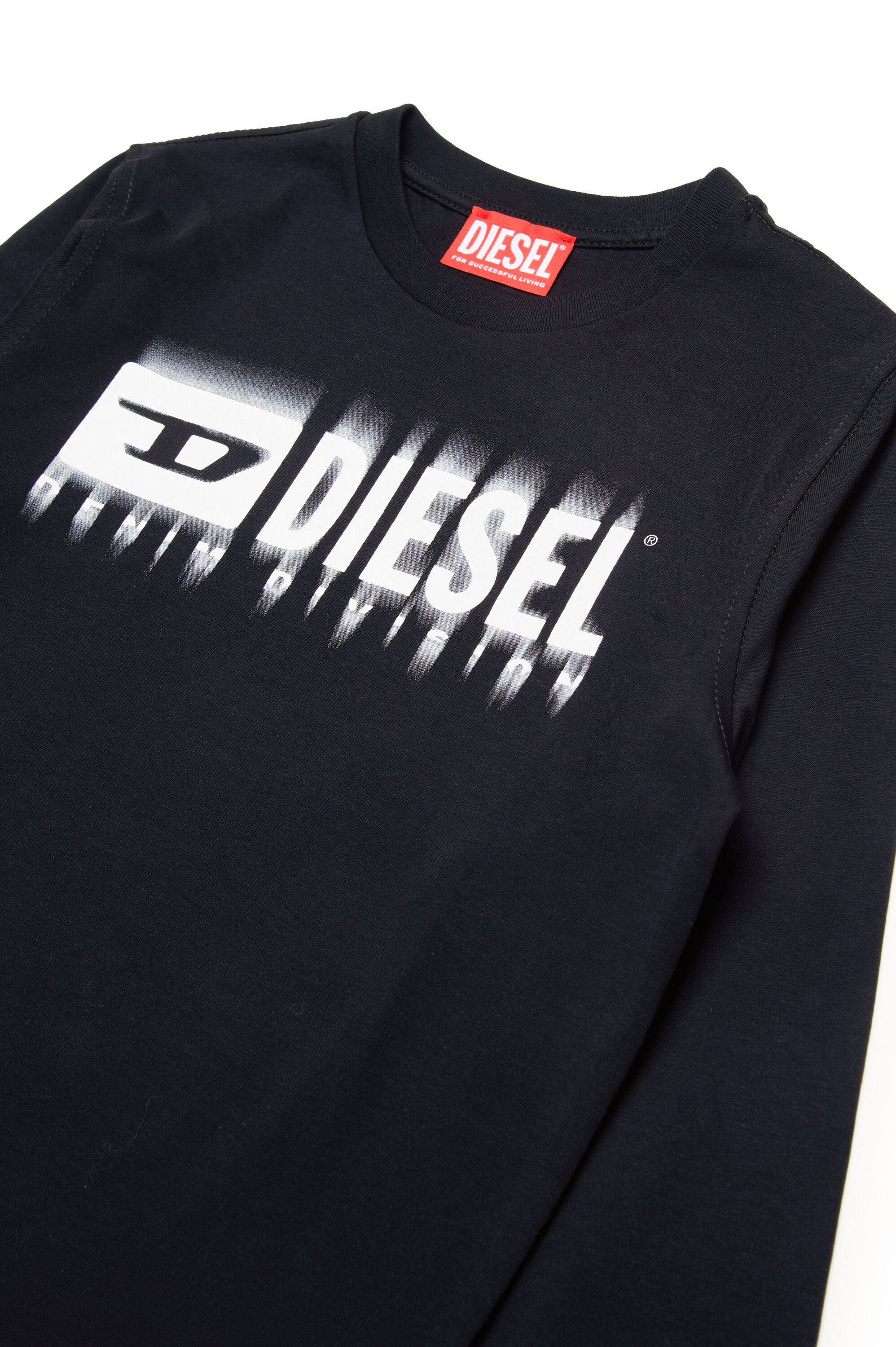 Diesel - TDIEGORL6LS, Male Long sleeved T-shirt with smudged logo in ブラック - Image 3