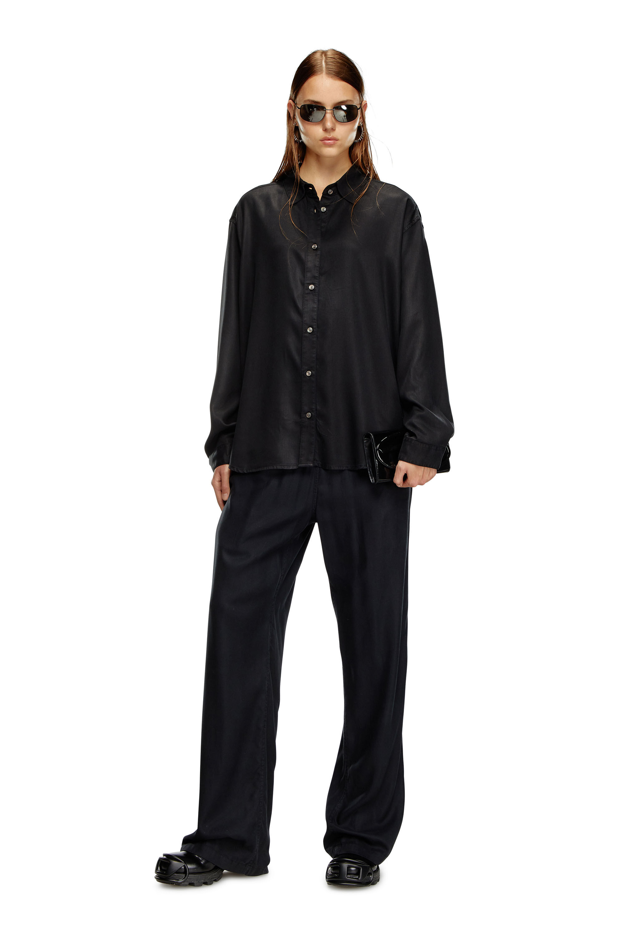 Diesel - S-SIMPLY-C-WN, Female Fluid shirt with logo embroidery in ToBeDefined - Image 1