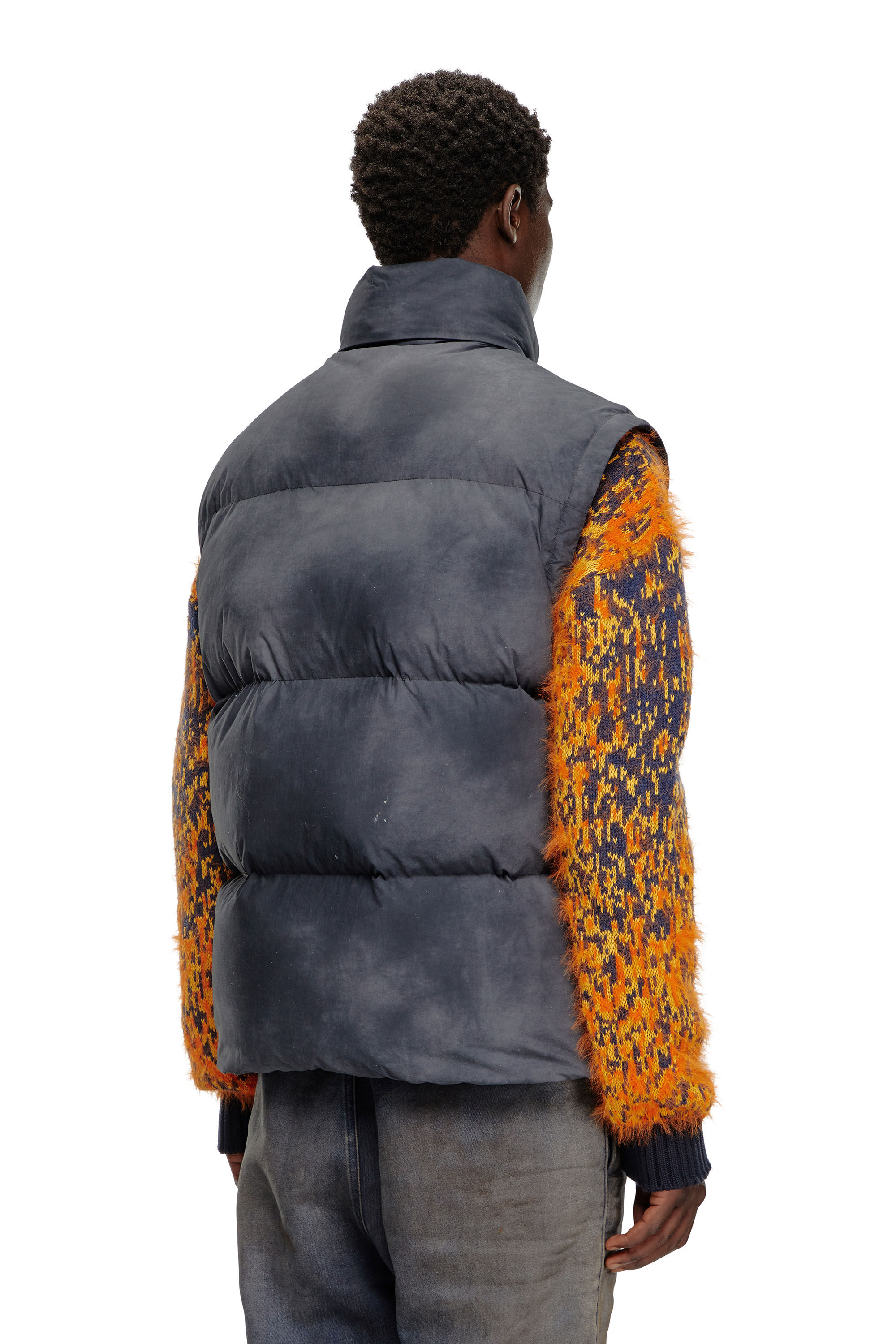 Diesel - W-RAVEEL-SL, Male's Down vest with cloudy effect in ダークグレー - 5