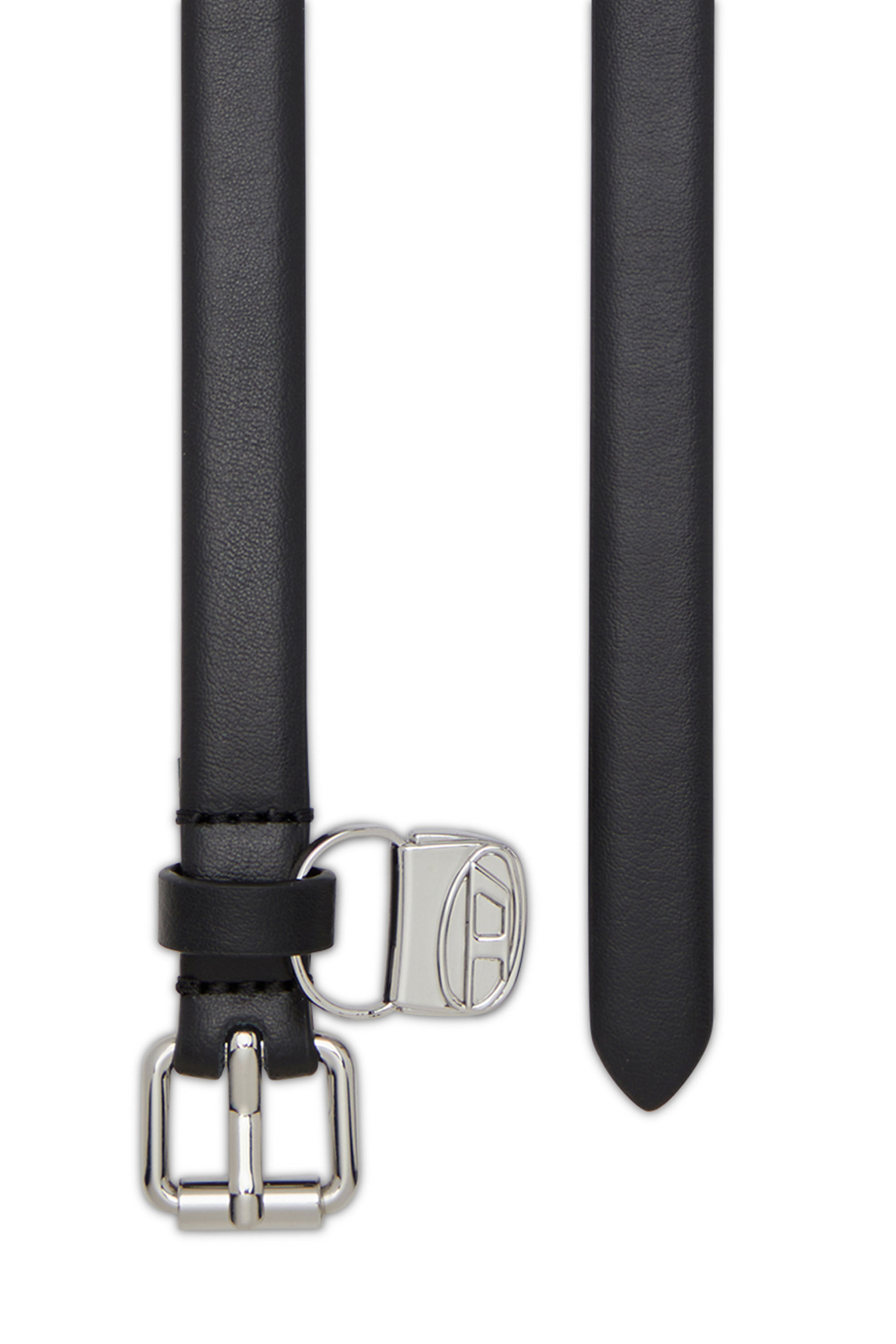 Diesel - B-CHARM HIP, Female Slim leather belt with 1DR bag charm in ブラック - Image 2