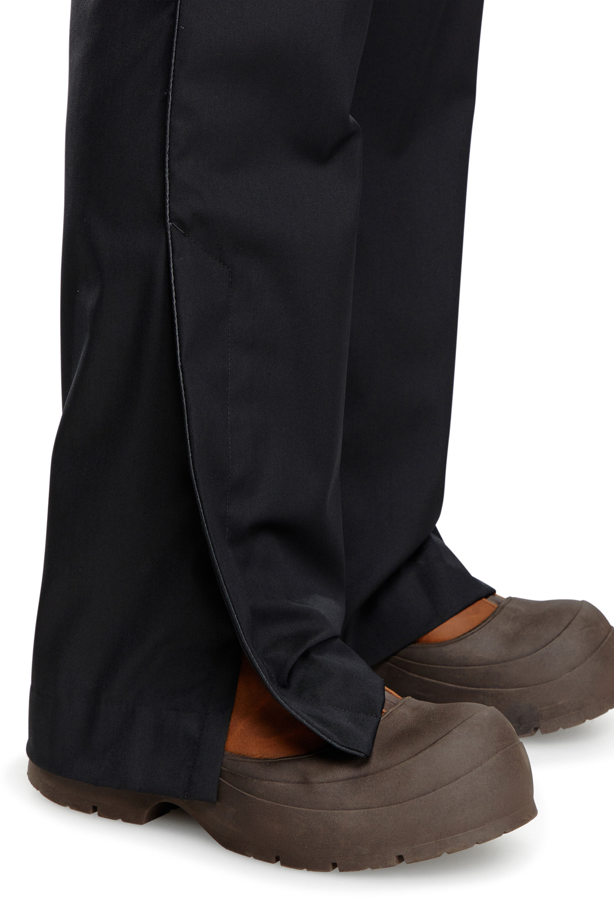 Diesel - P-AMMIR, Male Wool-nylon pants with side slits in ブラック - Image 3