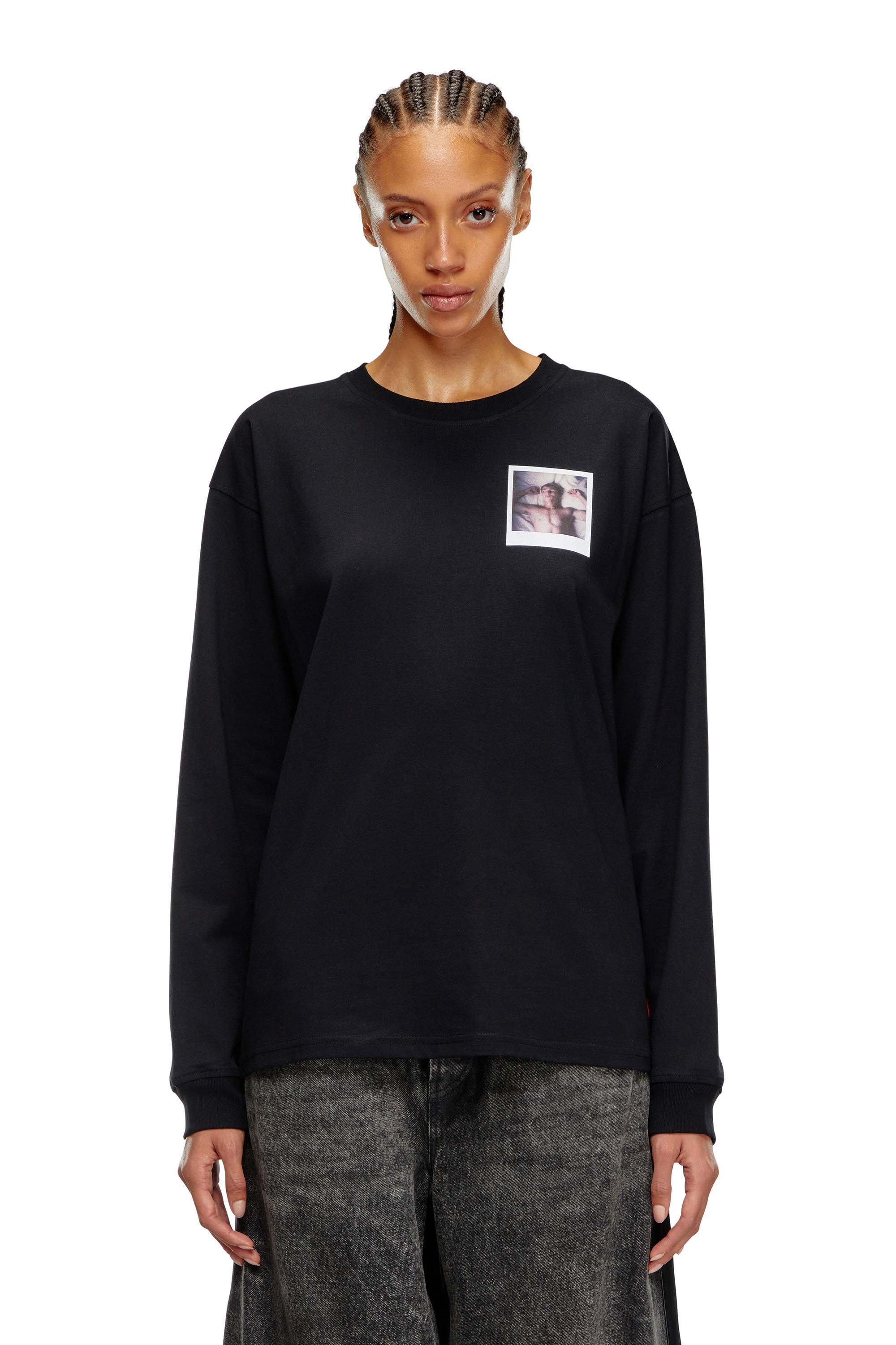 Diesel - PR-T-BOXT-LS-SS, Unisex Long-sleeve T-shirt with polaroid patches in ブラック - Image 4