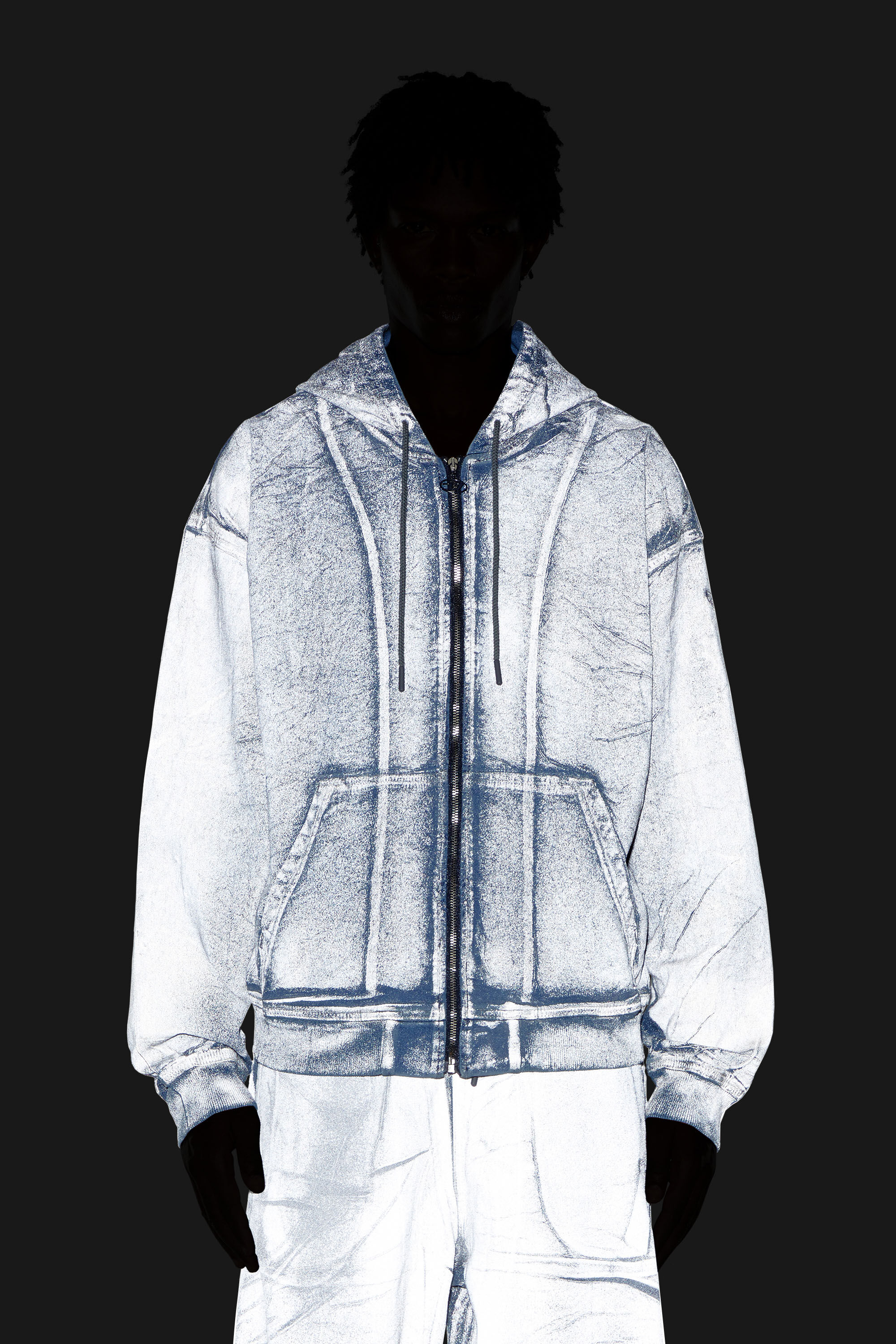 D-GIR-S TRACK Zip-up hoodie in printed Track Denim｜ブルー｜メンズ ...