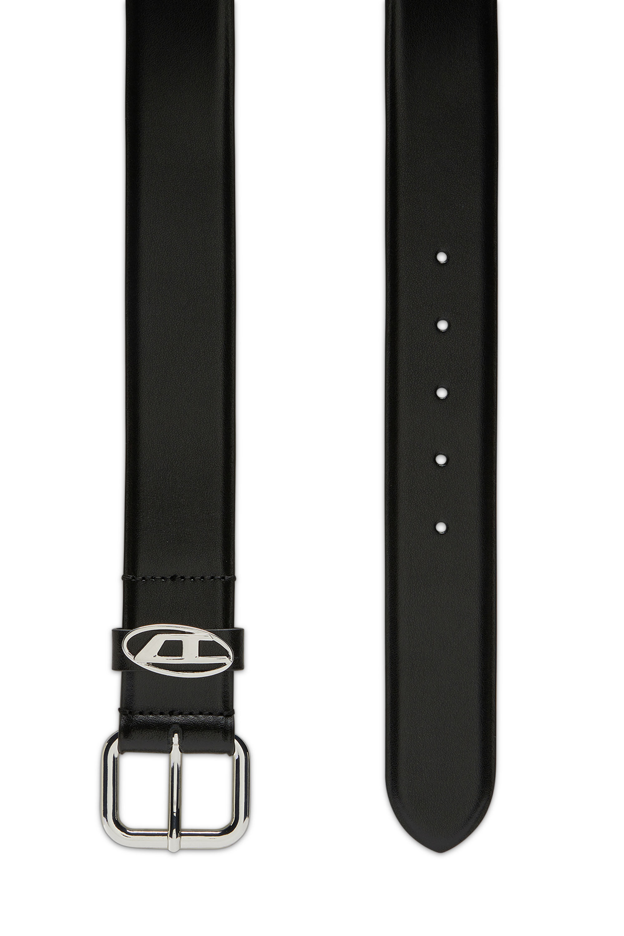 Diesel - B-1DR OVAL D LOOP, Unisex Logo-plaque embellished leather belt in ブラック - Image 2