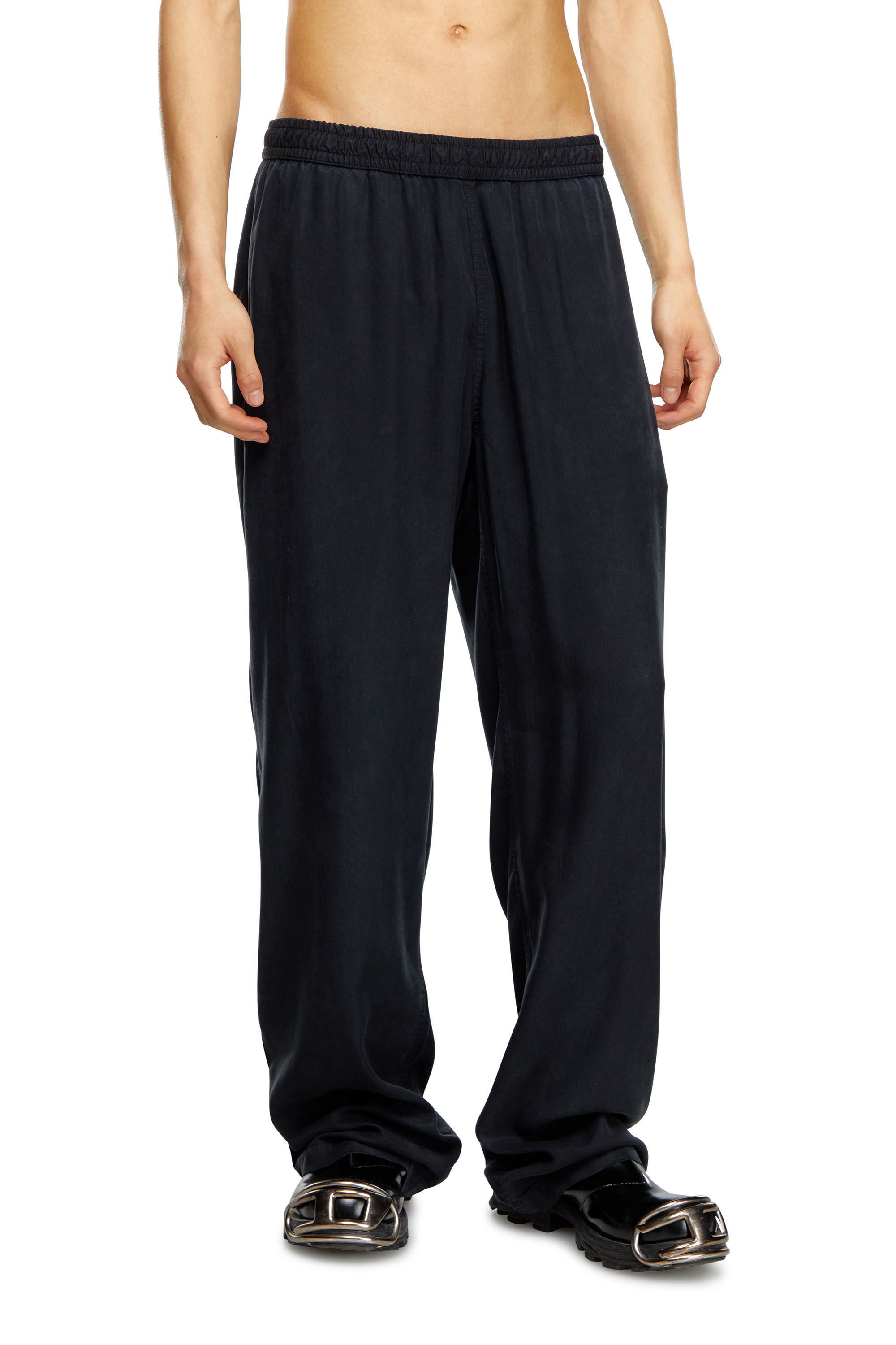 Diesel - P-DREYER-C, Male Drawstring pants in faded twill in ブラック - Image 1