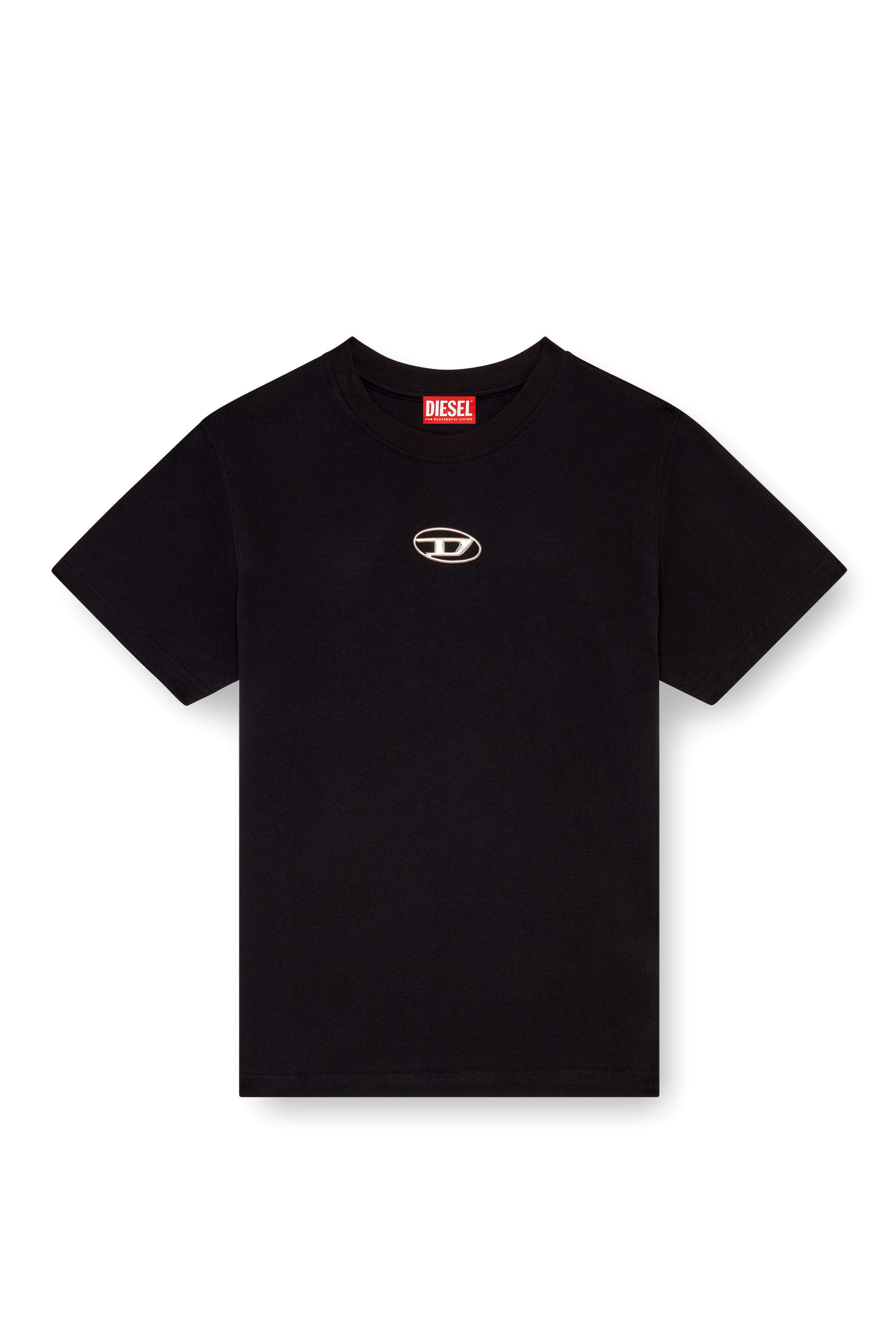Diesel - T-REGS-OD, Female T-shirt with metallic Oval D print in ブラック - Image 2
