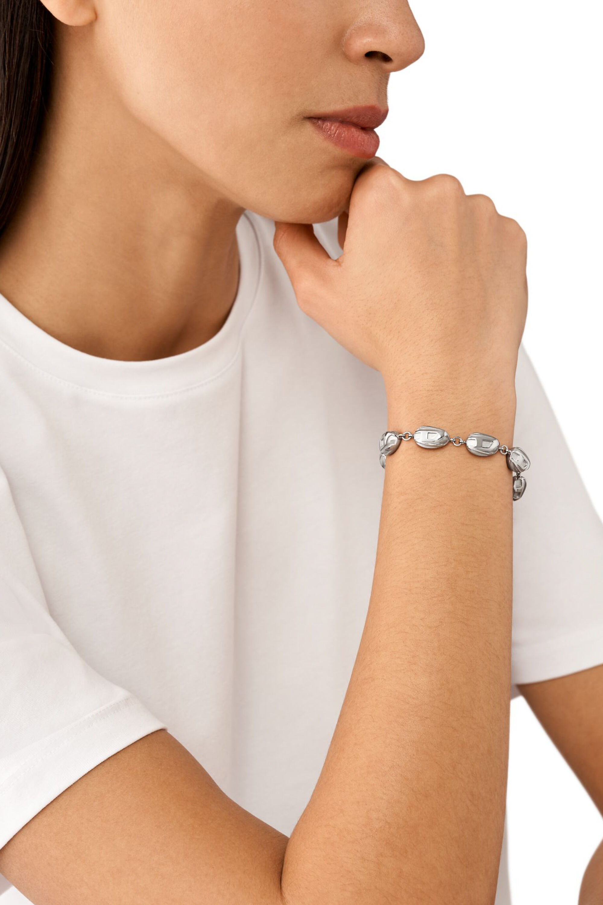 DX1483 Stainless steel beaded bracelet｜シルバー｜メンズ｜DIESEL