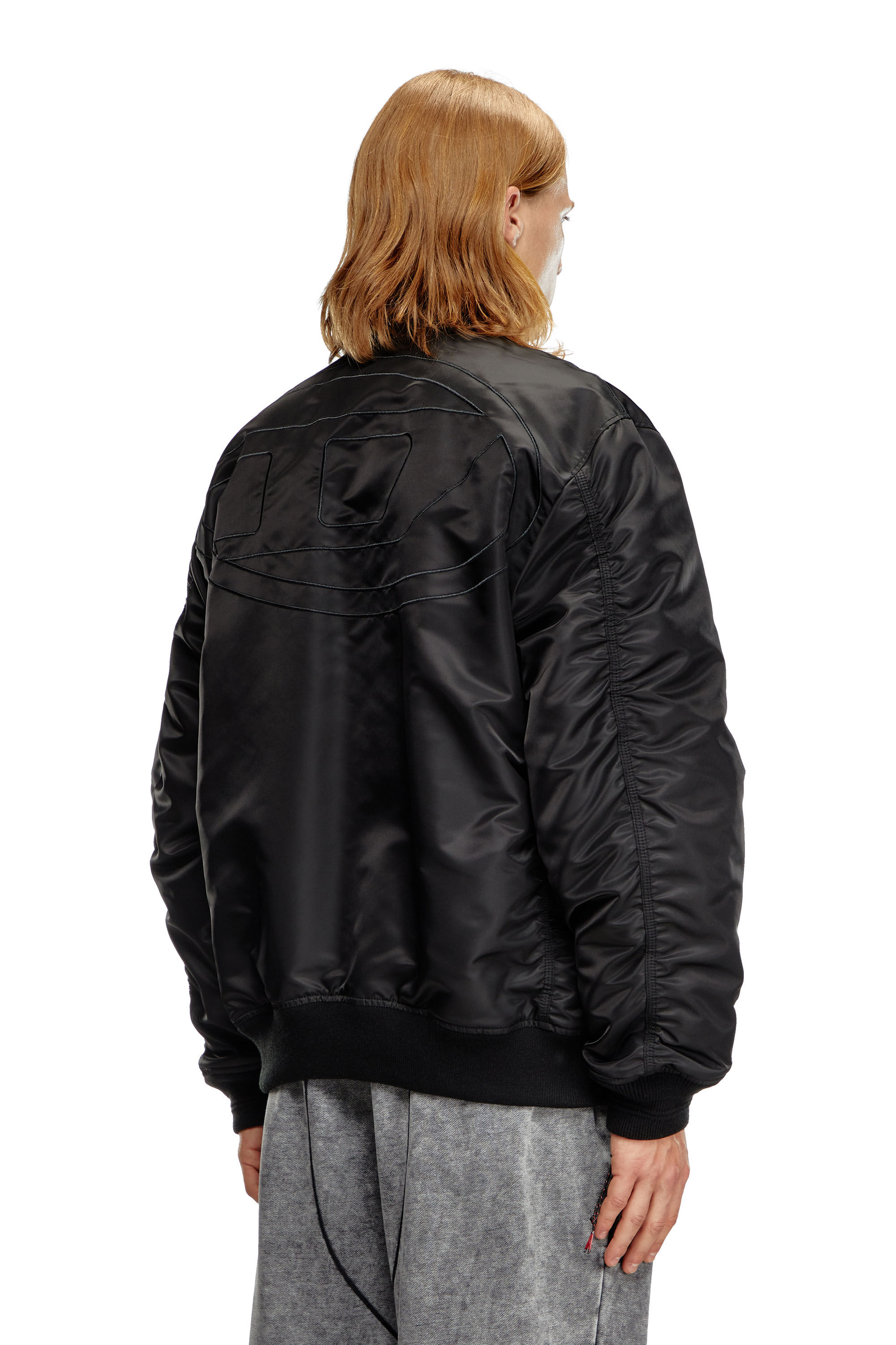 Diesel - J-HELD, Male's Bomber in padded nylon with Oval D in ブラック - 5