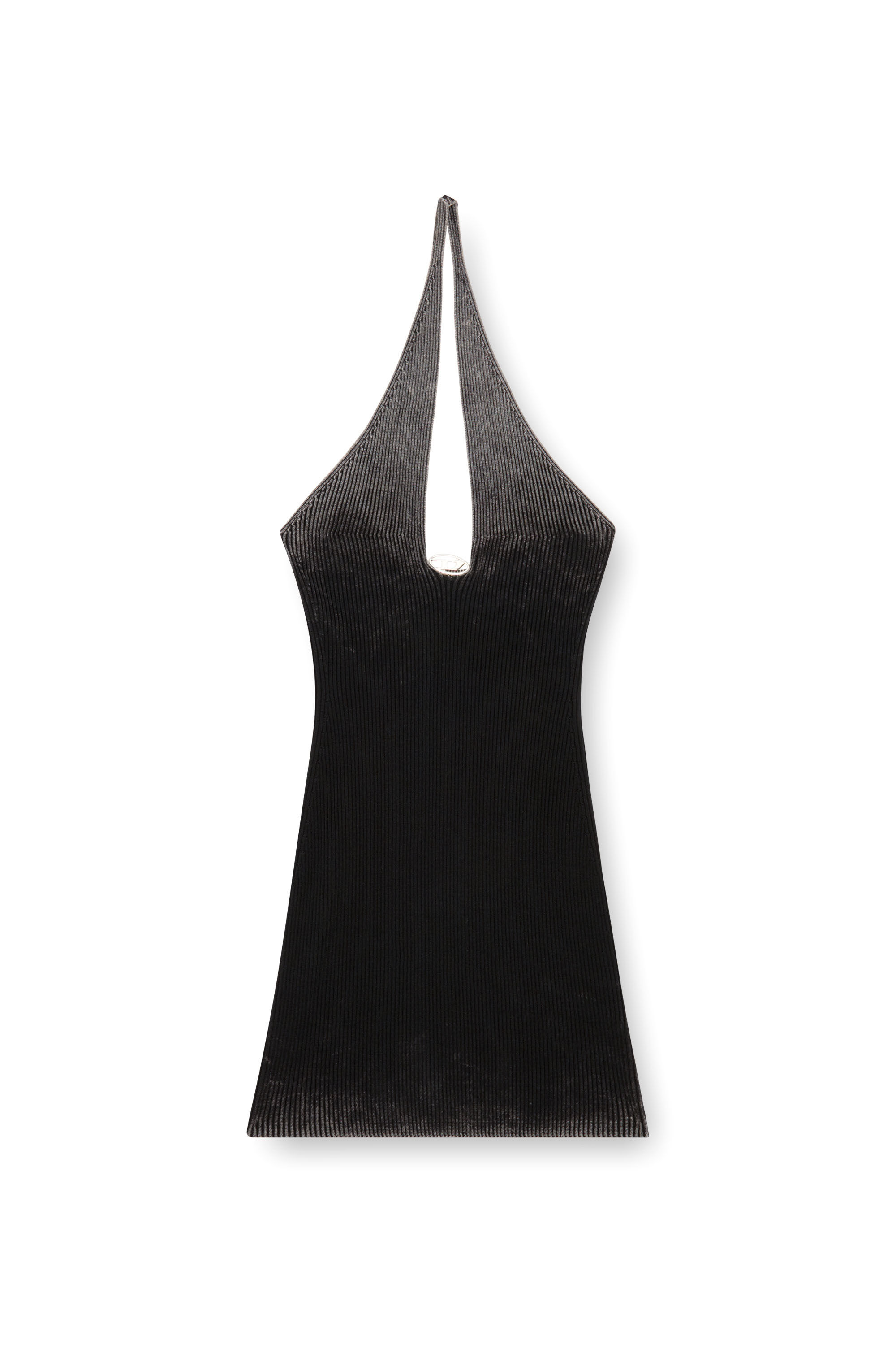Diesel - M-LARISA, Female Short halter dress in faded ribbed knit in ブラック - Image 2